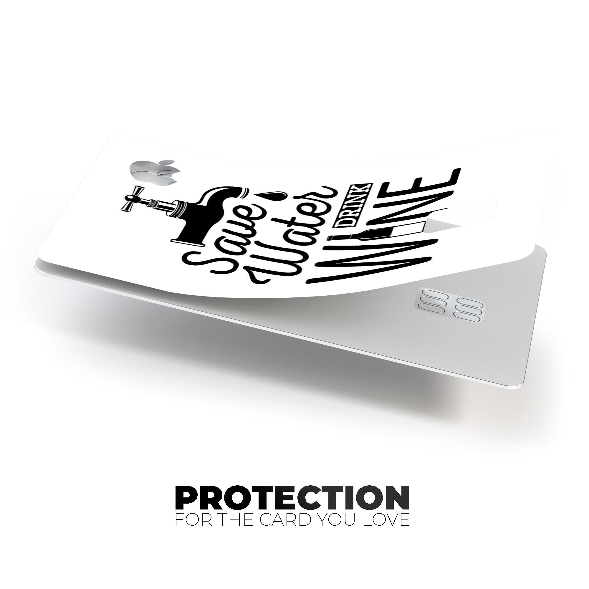 Save Water Drink Wine Premium Protective Decal Skin-Kit for Apple Card, showcasing its vibrant design and high-quality finish.