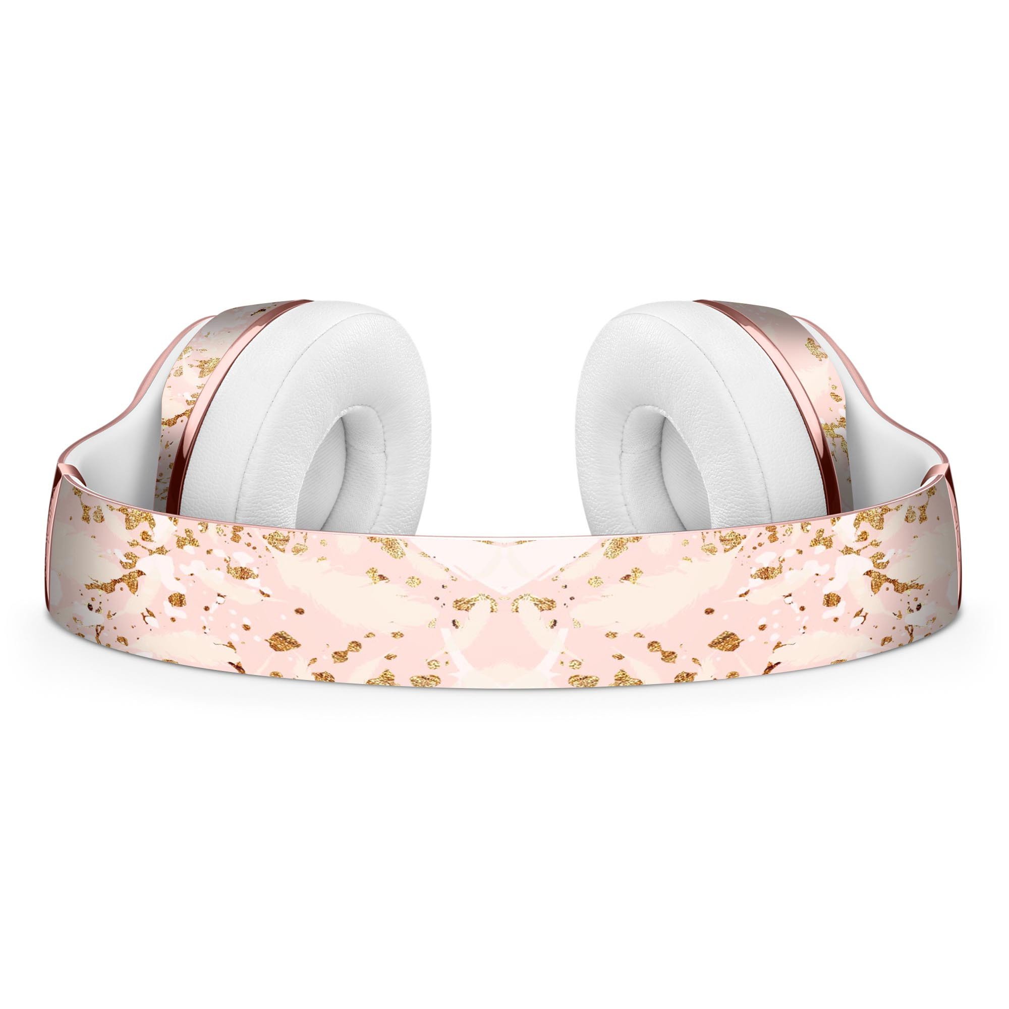 Scattered Gold Strokes Over Pink Full-Body Skin Kit for Beats by Dre Solo 3 Wireless Headphones, showcasing a stylish design.