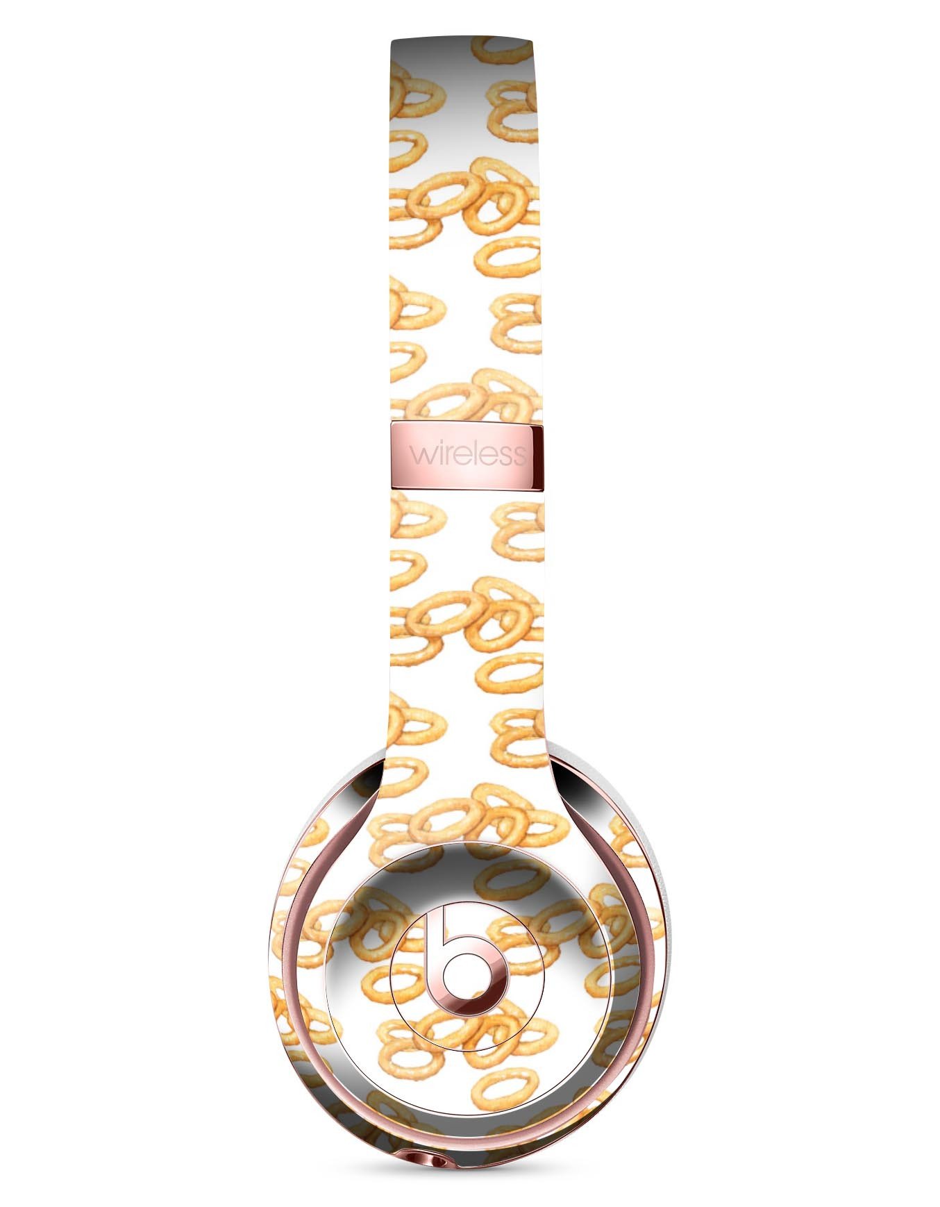 Scattered Golden Onion Rings Full-Body Skin Kit for Beats by Dre Solo 3 Wireless Headphones, showcasing vibrant design and premium vinyl material.