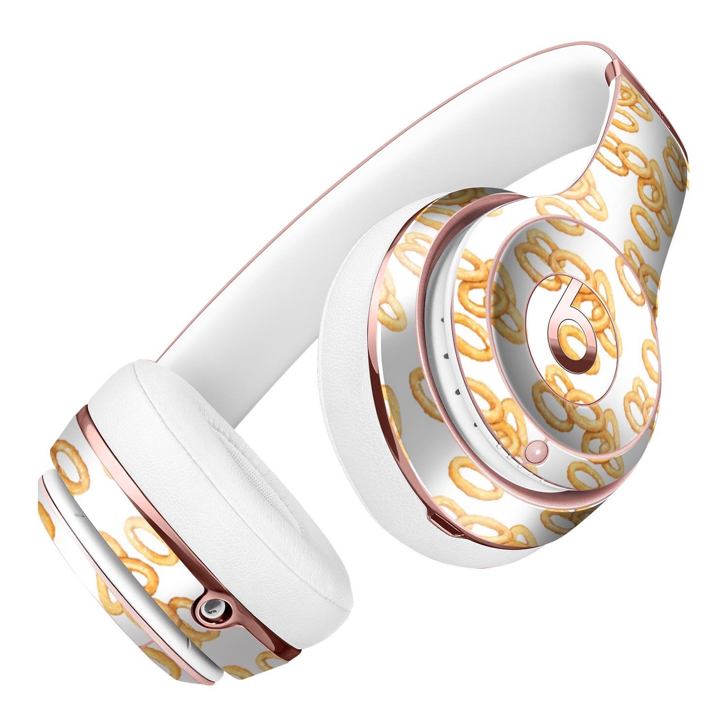 Scattered Golden Onion Rings Full-Body Skin Kit for Beats by Dre Solo 3 Wireless Headphones, showcasing vibrant design and premium vinyl material.