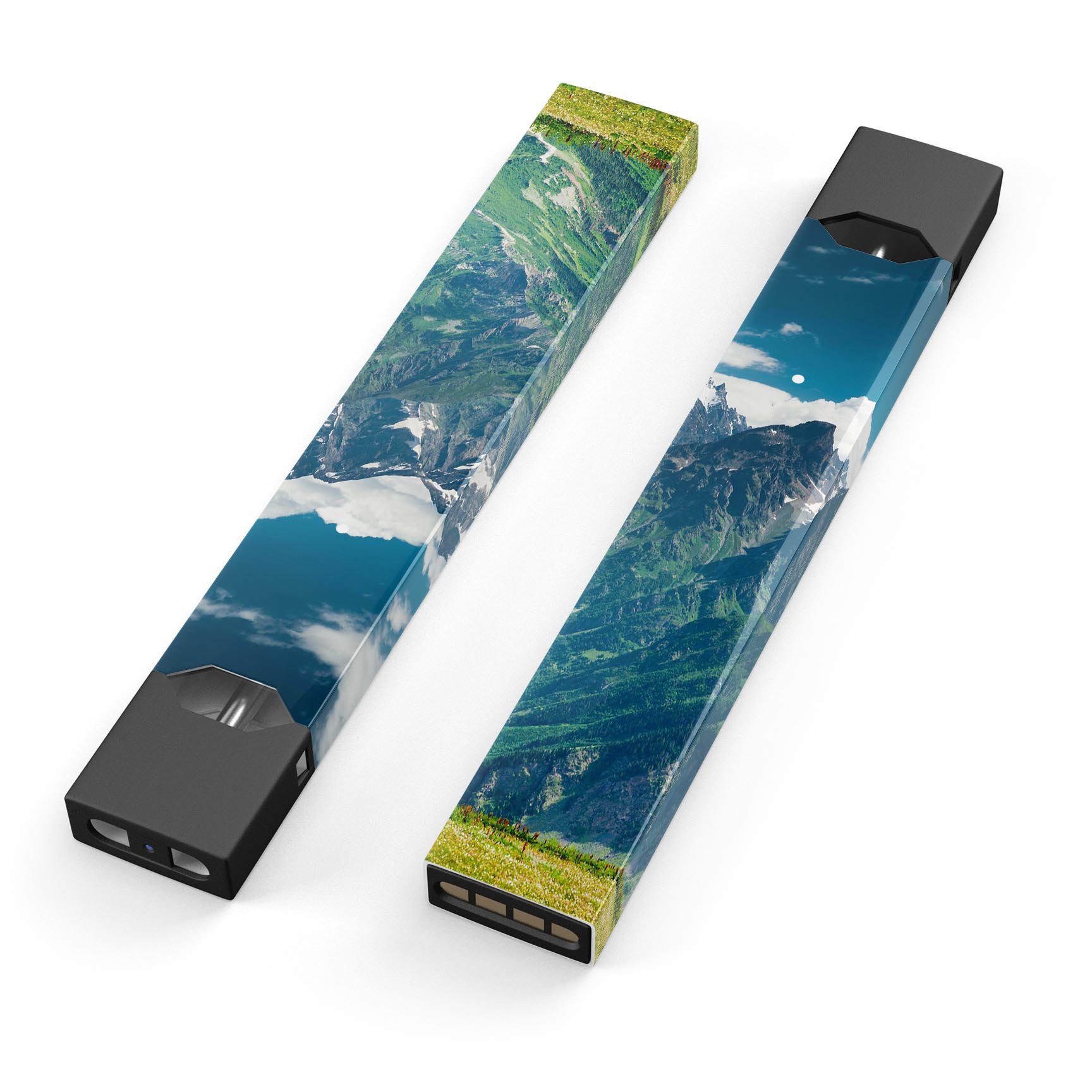 Scenic Mountaintops premium decal skin-wrap sticker for JUUL vaping device, showcasing a beautiful mountain landscape design.