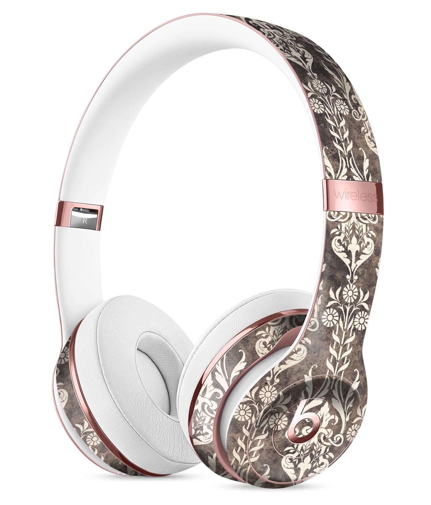 Scratched and grungy royal pattern skin kit for Beats by Dre Solo 3 Wireless Headphones, showcasing vibrant design and texture.
