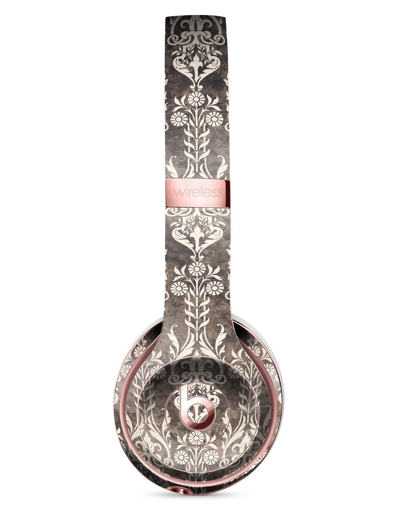 Scratched and grungy royal pattern skin kit for Beats by Dre Solo 3 Wireless Headphones, showcasing vibrant design and texture.