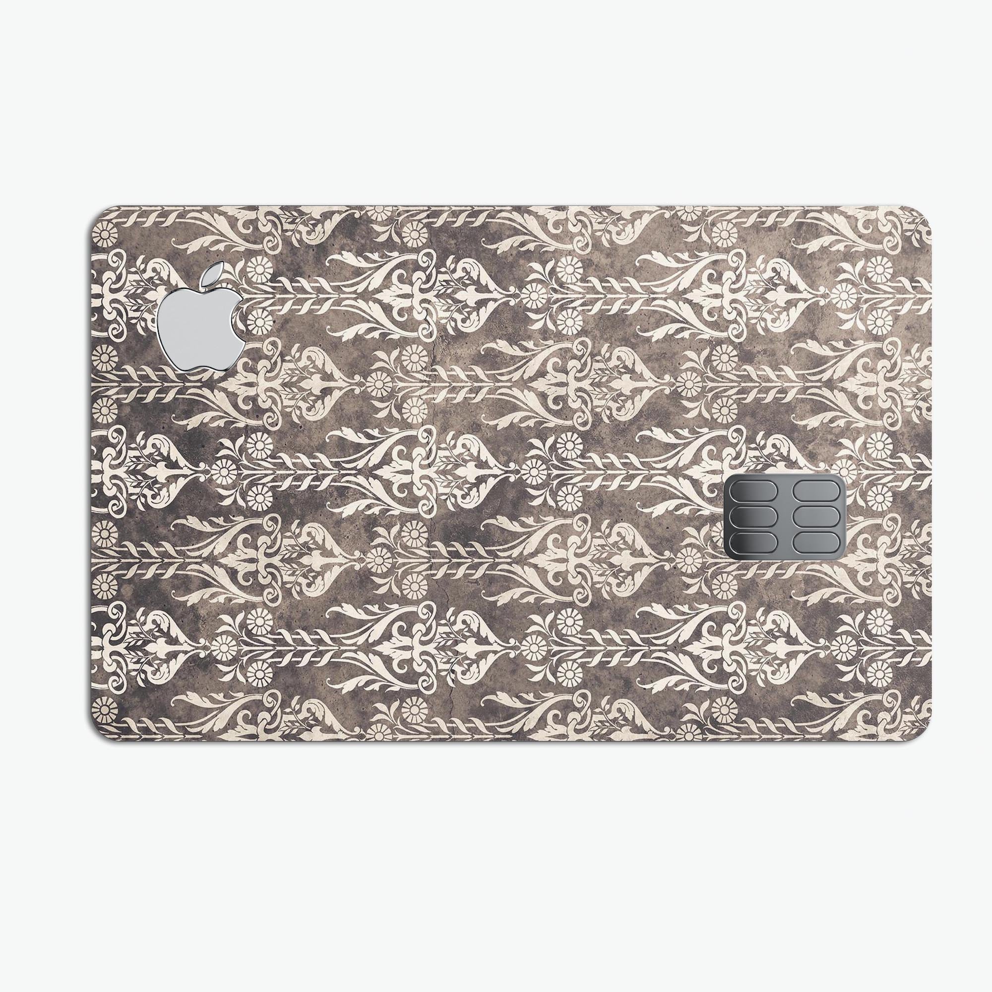 Premium protective decal skin-kit for Apple Card featuring a scratched and grungy royal pattern, showcasing durability and style.