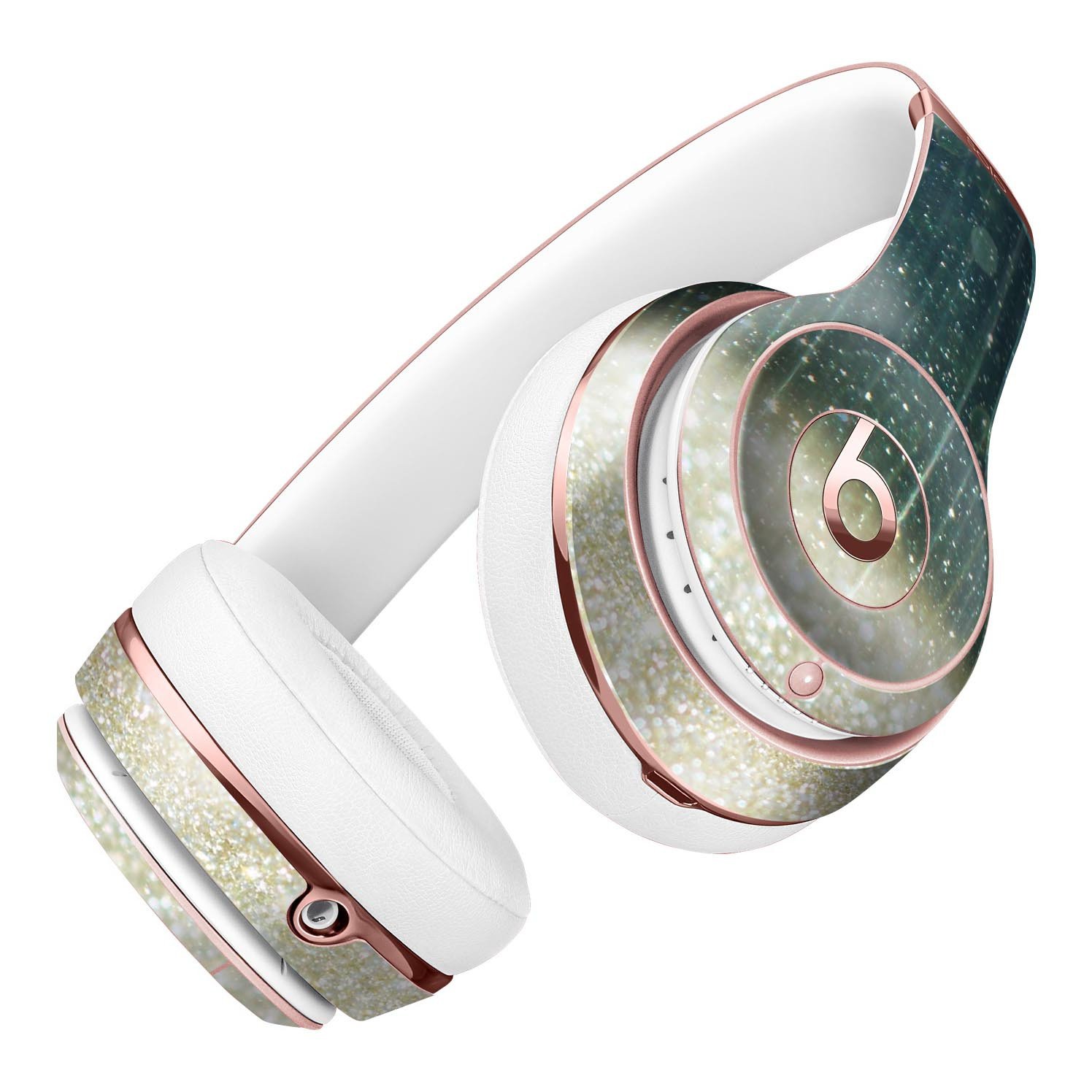 Scratched Blue and Gold Showers Full-Body Skin Kit for Beats by Dre Solo 3 Wireless Headphones, showcasing vibrant colors and sleek design.