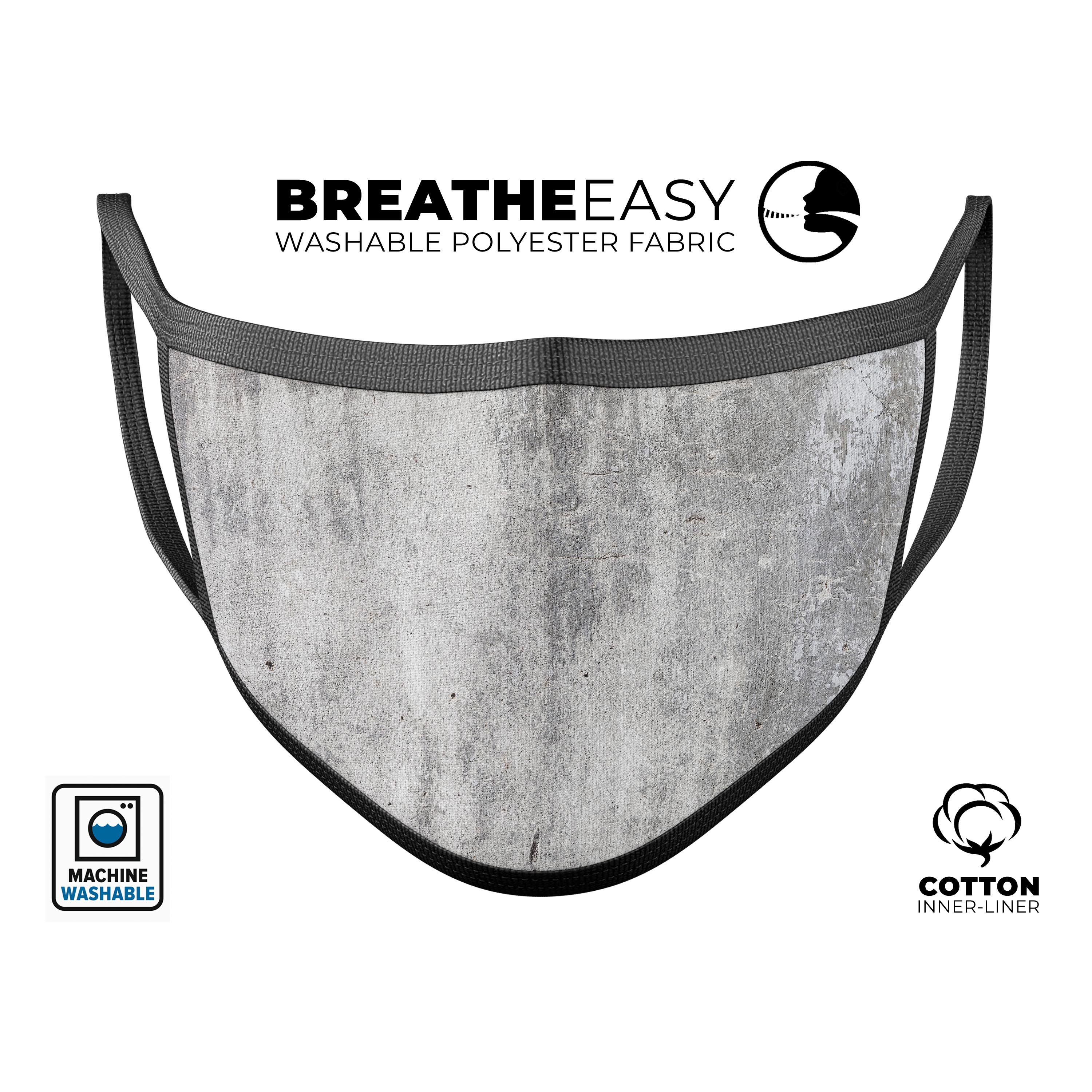 Scratched Concrete mouth cover, unisex anti-dust cotton mask, adjustable ear loops, made in USA.