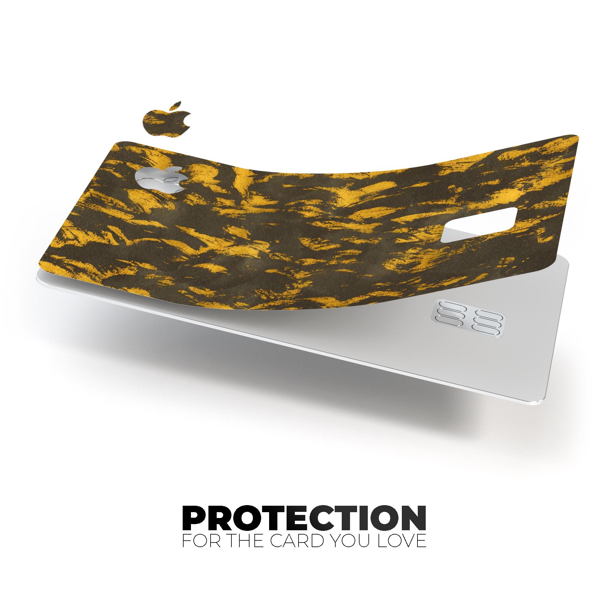 Scratched Dark Gray and Gold Dust Premium Protective Decal Skin-Kit for Apple Card, showcasing its sleek design and high-quality finish.