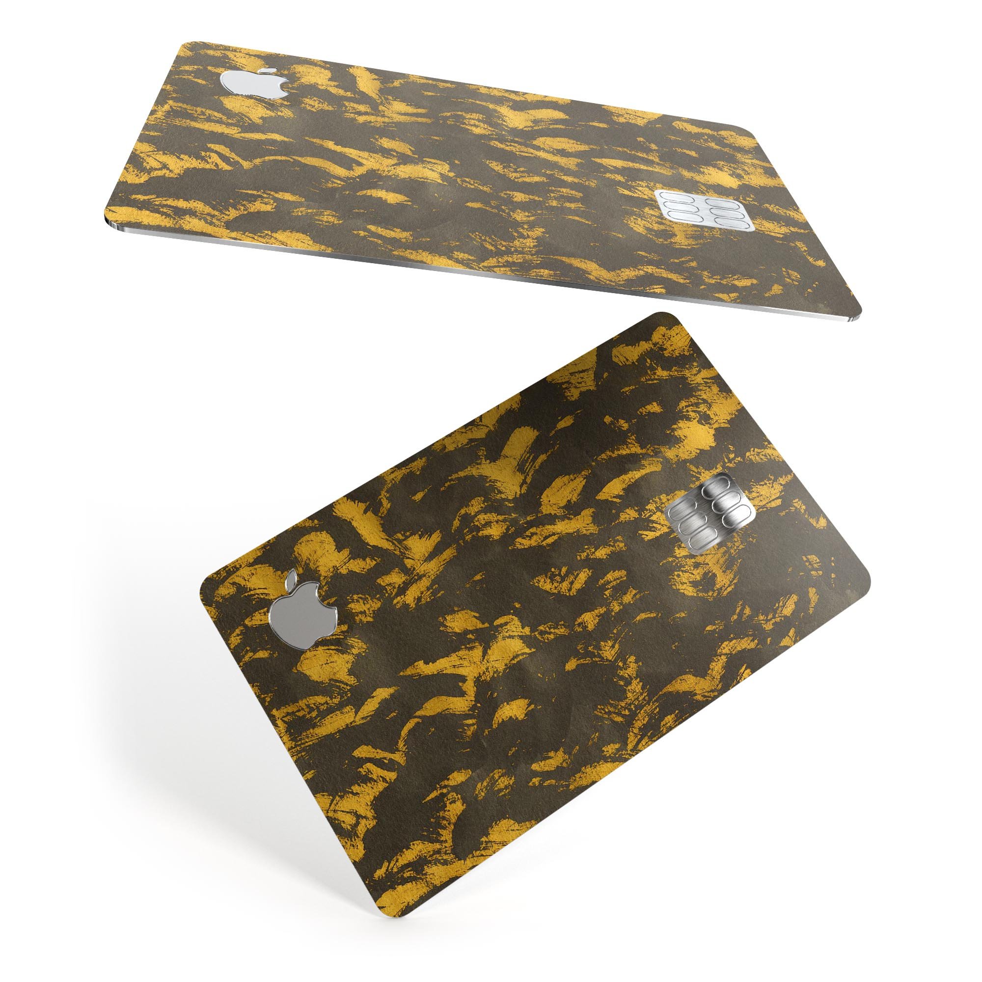 Scratched Dark Gray and Gold Dust Premium Protective Decal Skin-Kit for Apple Card, showcasing its sleek design and high-quality finish.