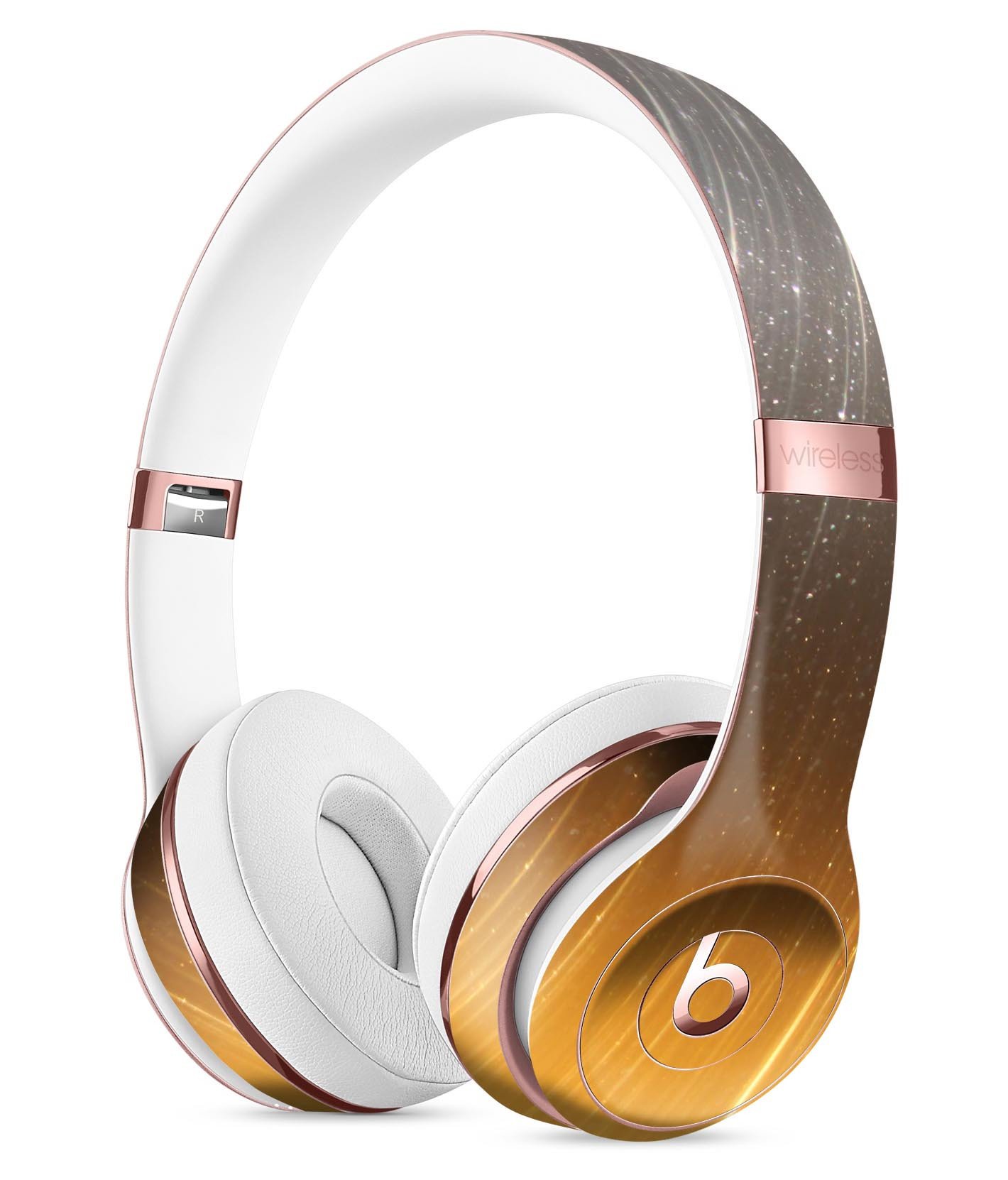 Scratched Gold and Silver Surface Full-Body Skin Kit for Beats by Dre Solo 3 Wireless Headphones, showcasing stylish design and premium vinyl material.