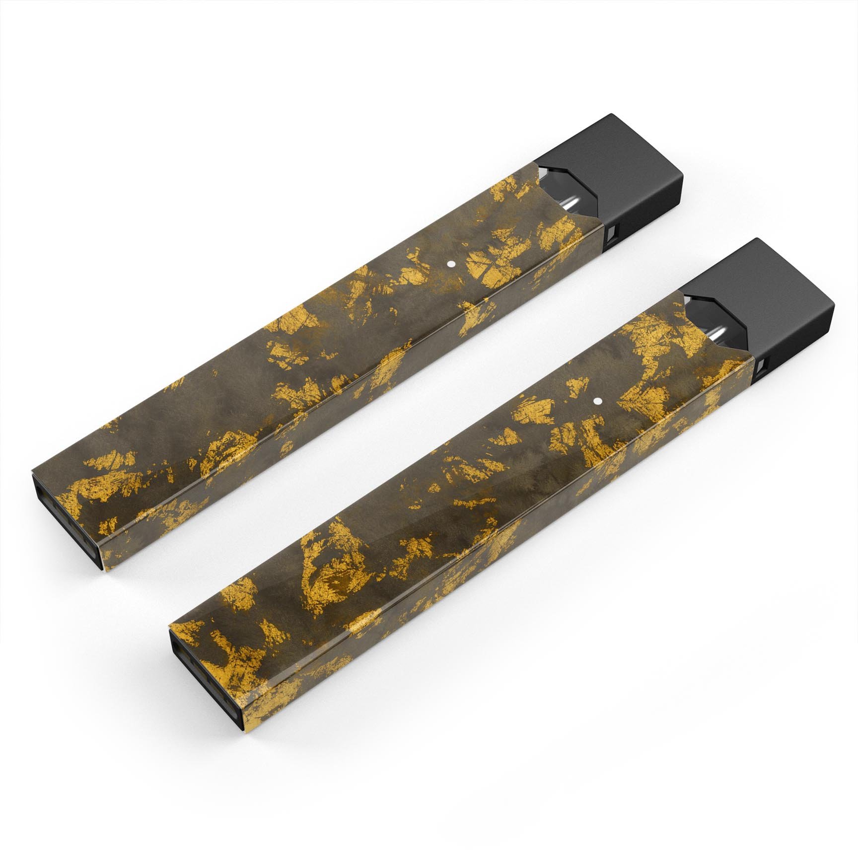 Scratched Golden Dust premium decal skin-wrap sticker for JUUL vaping device, showcasing its unique design and protective features.