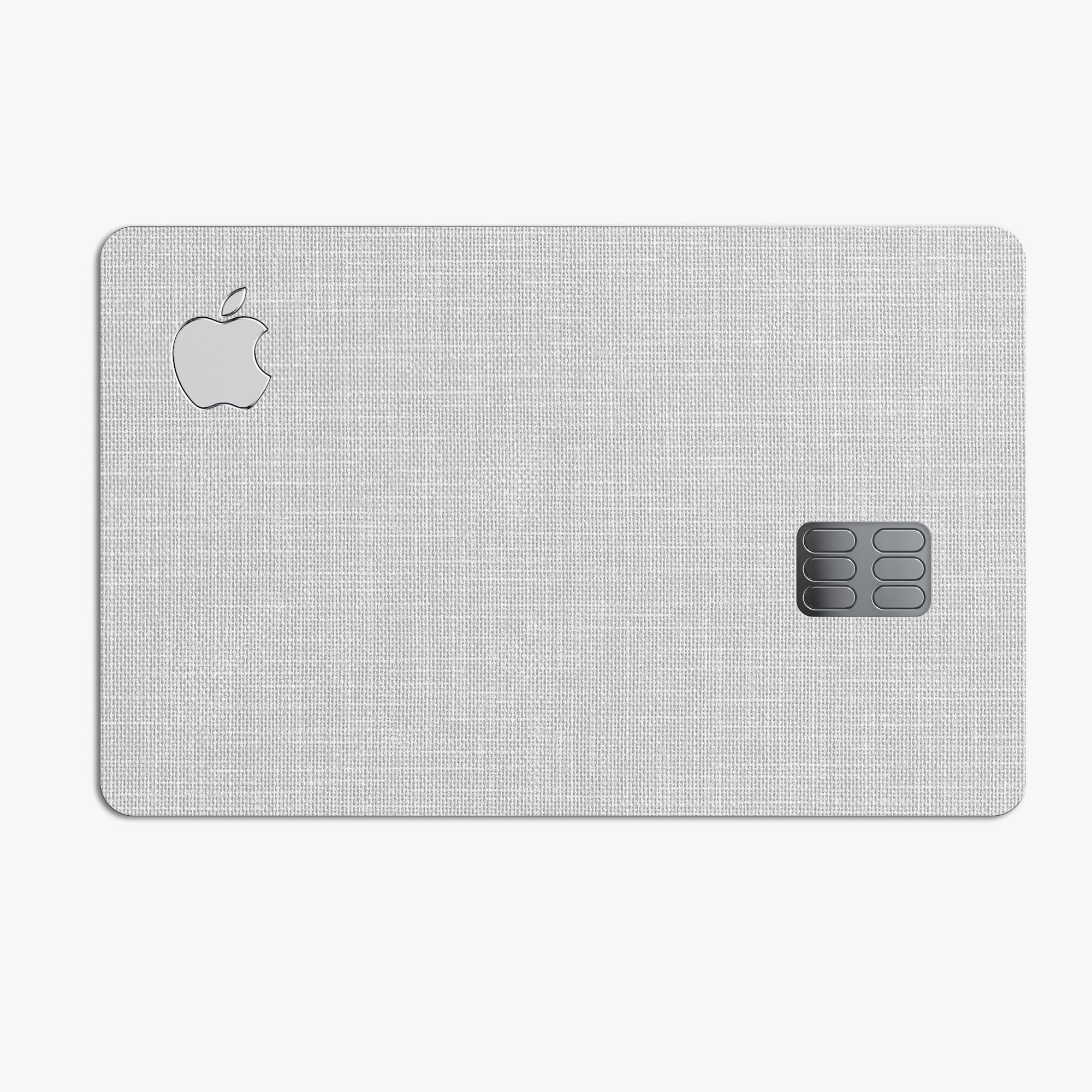 Premium scratched gray fabric decal skin-kit for Apple Card, showcasing its sleek design and protective features.