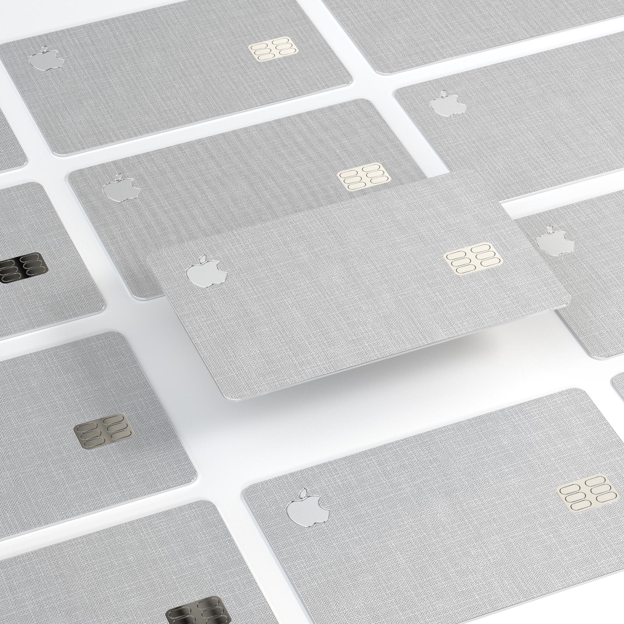 Premium scratched gray fabric decal skin-kit for Apple Card, showcasing its sleek design and protective features.