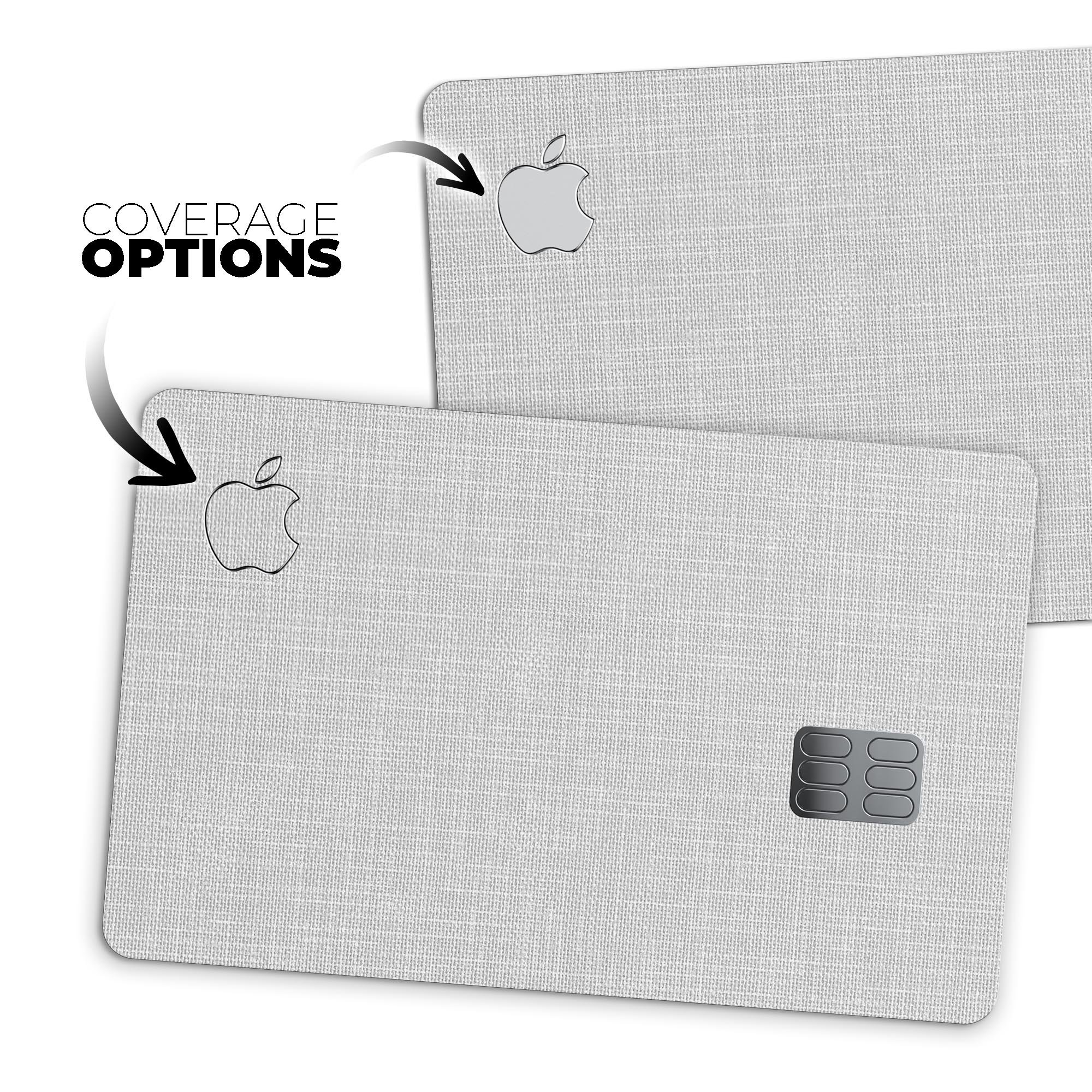 Premium scratched gray fabric decal skin-kit for Apple Card, showcasing its sleek design and protective features.