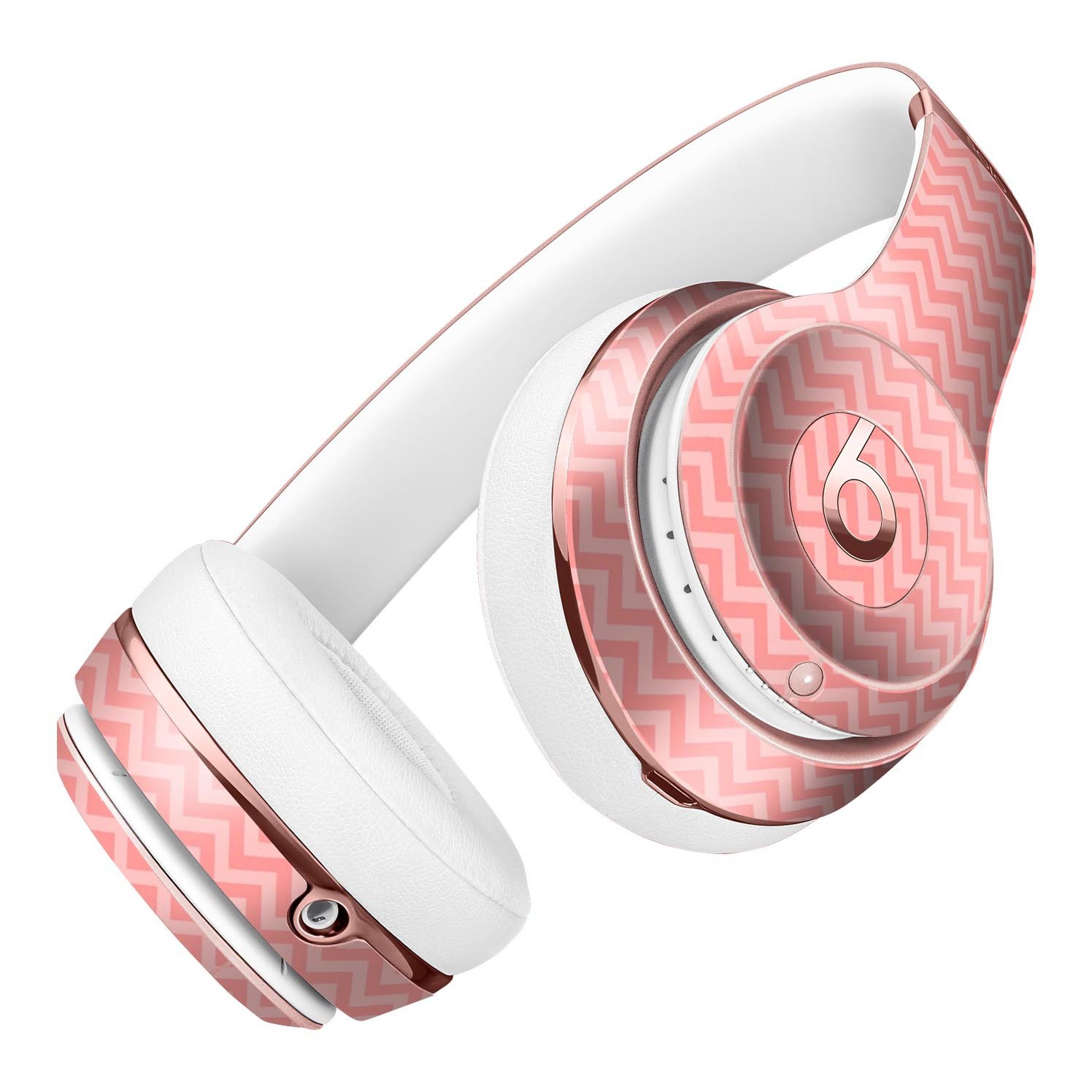 Shades of Coral Chevron Pattern Full-Body Skin Kit for Beats by Dre Solo 3 Wireless Headphones, showcasing vibrant coral colors and chevron design.