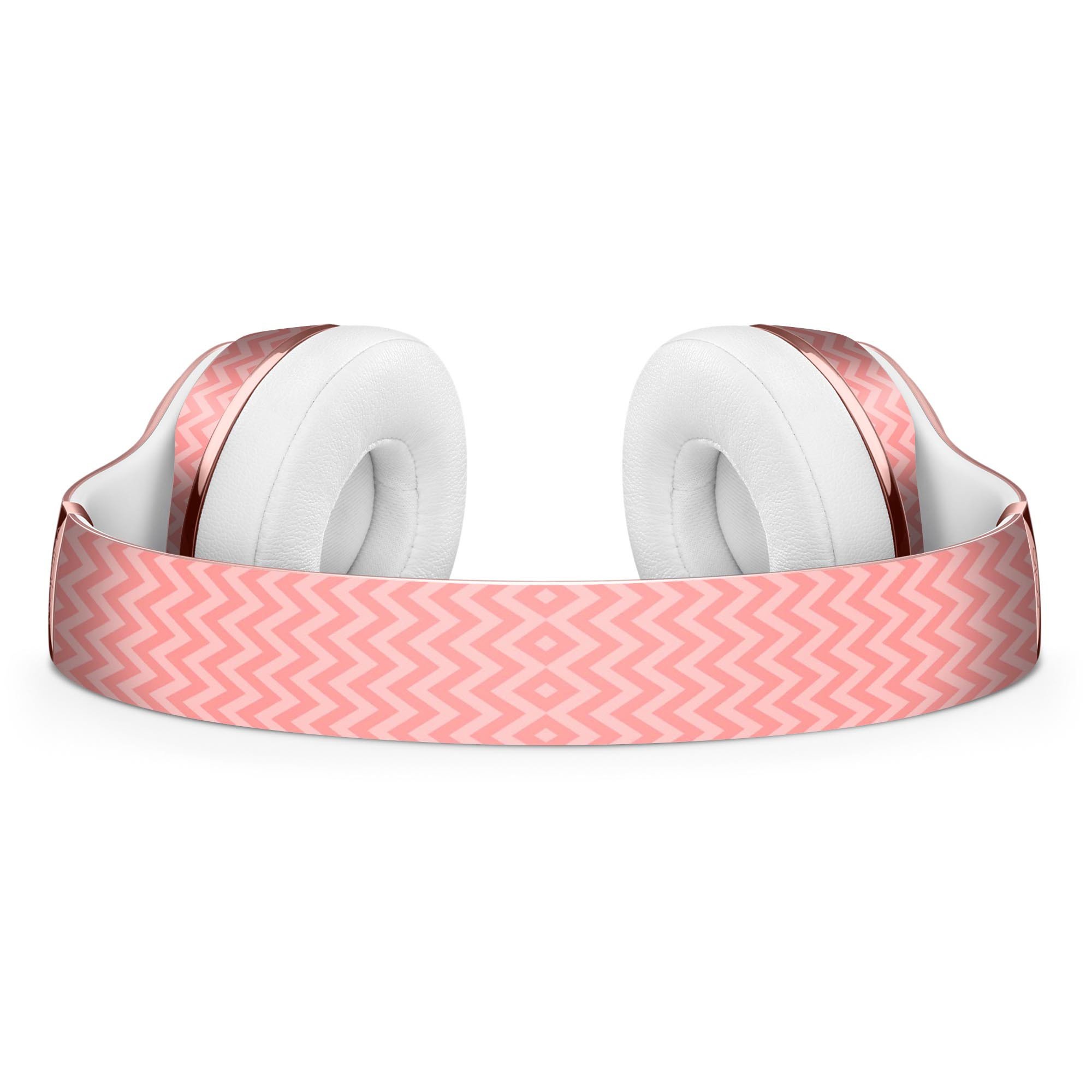 Shades of Coral Chevron Pattern Full-Body Skin Kit for Beats by Dre Solo 3 Wireless Headphones, showcasing vibrant coral colors and chevron design.