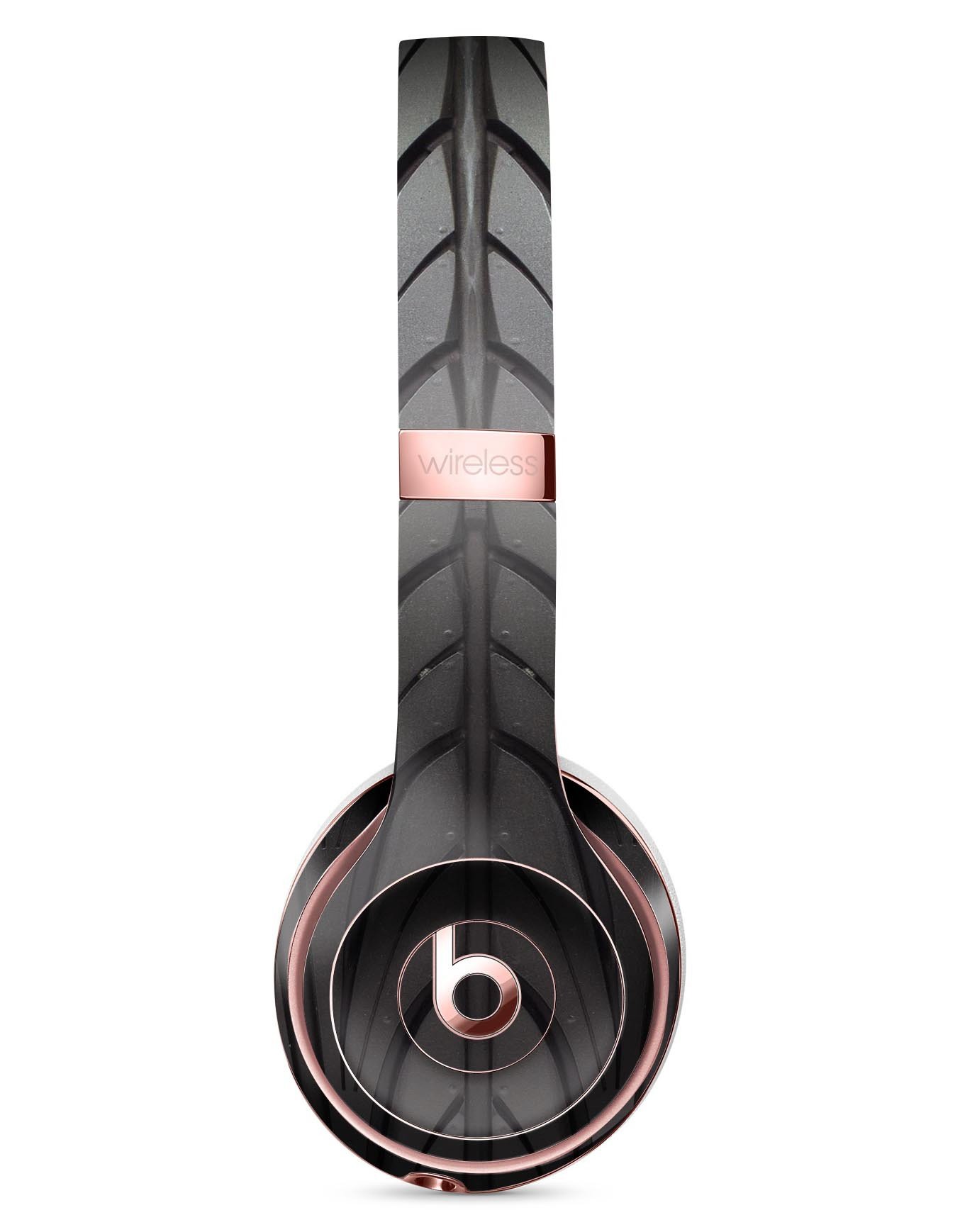 Shiny Black Tire Tread Full-Body Skin Kit for Beats by Dre Solo 3, showcasing a sleek design and premium vinyl material.
