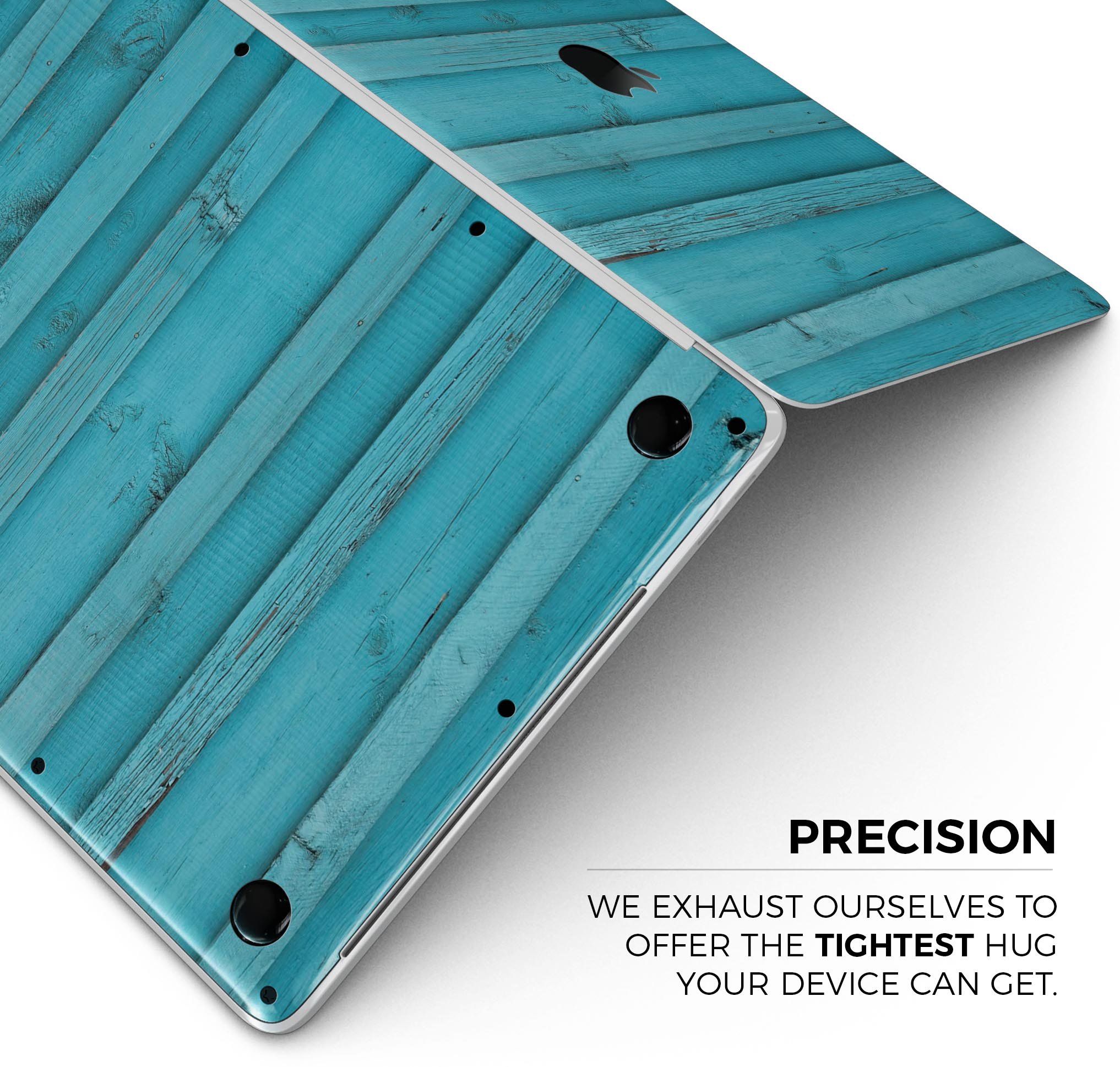 Signature Blue Wood Planks skin decal wrap kit for MacBook, showcasing a stylish wood design with a premium finish.