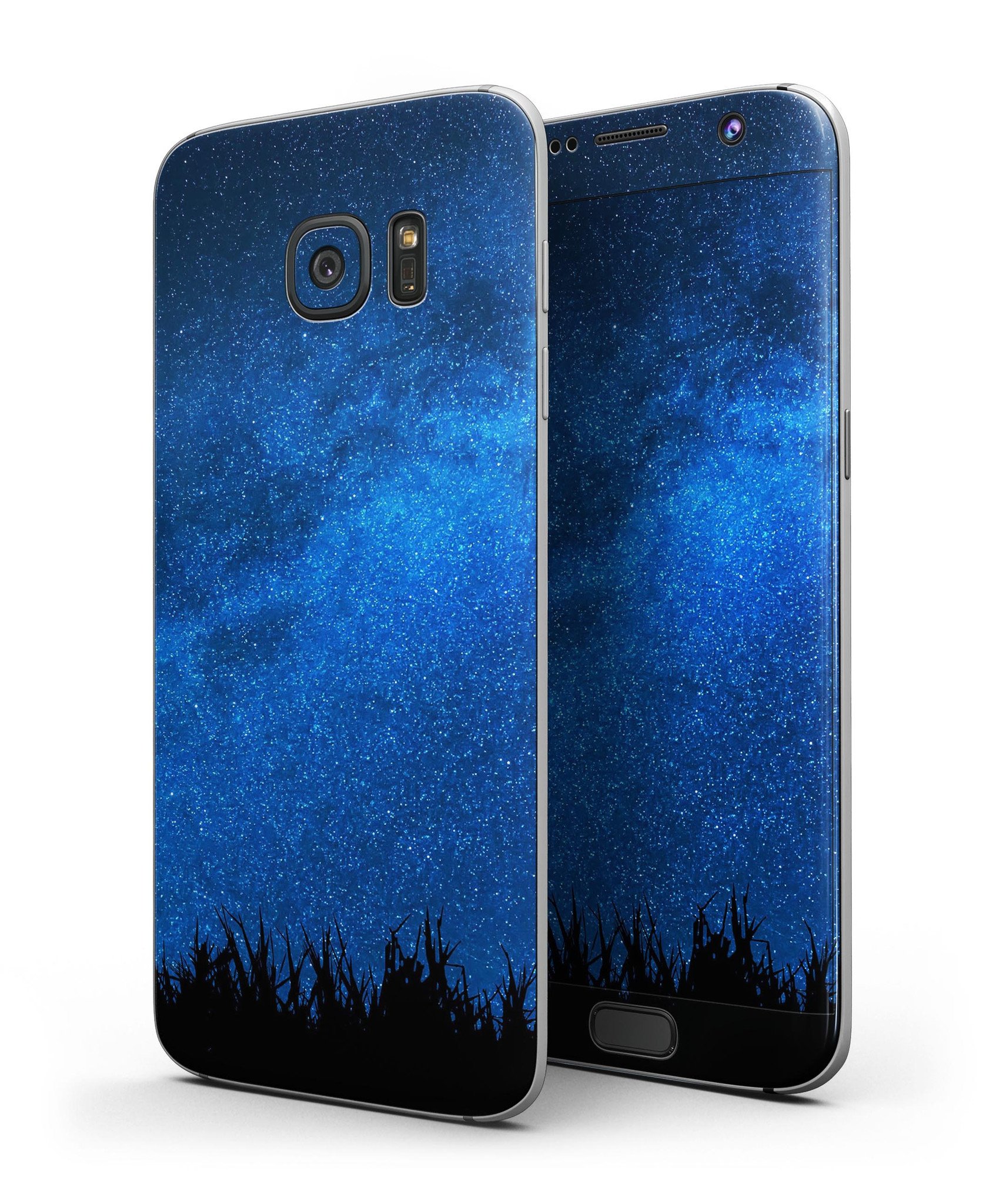 Silhouette Night Sky full body skin kit for Samsung Galaxy S7 and S7 Edge, showcasing its sleek design and premium vinyl material.