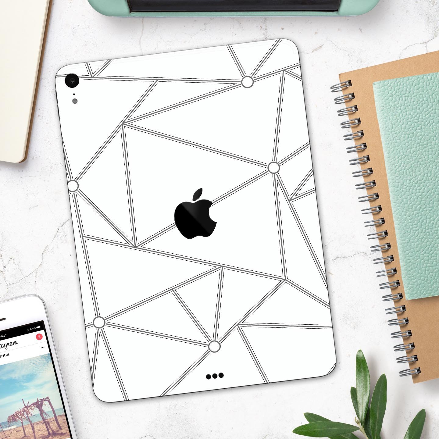 Full body skin decal for Apple iPad Pro 12.9", showcasing premium 3M materials and dual-layer construction.