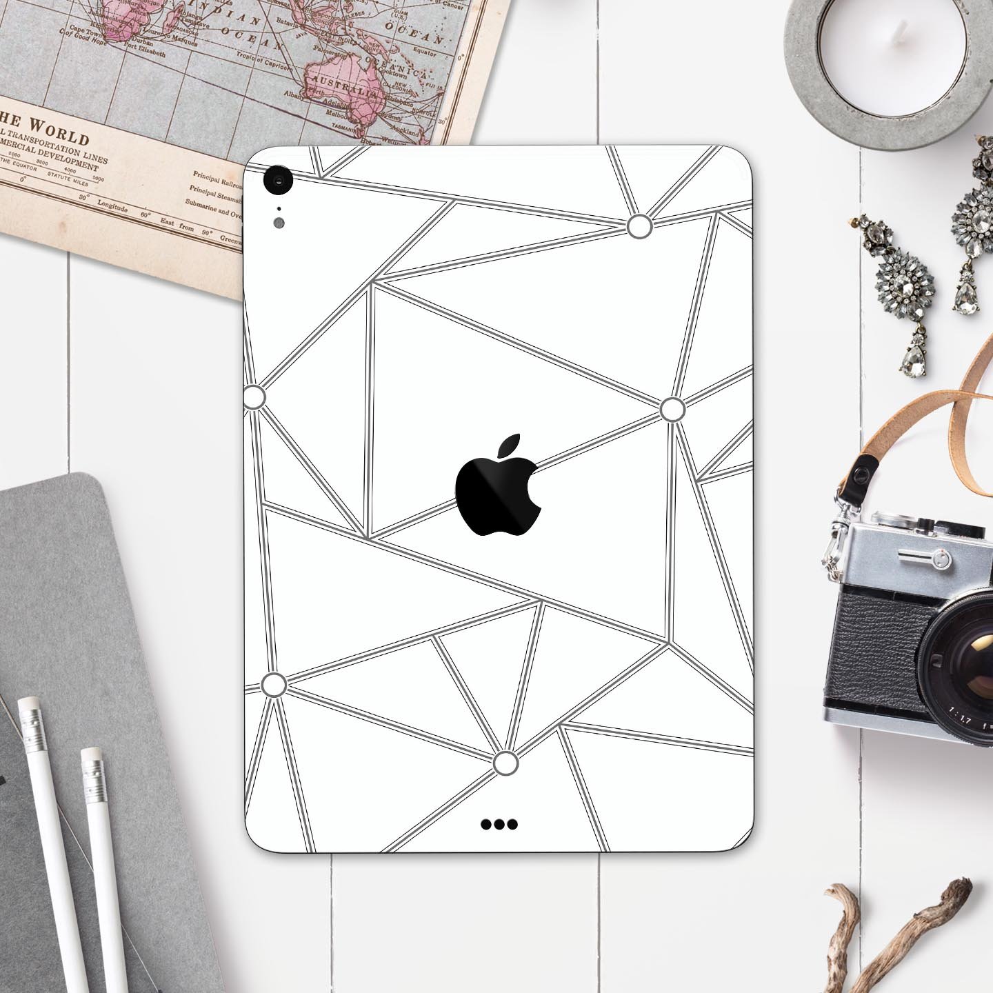 Full body skin decal for Apple iPad Pro 12.9", showcasing premium 3M materials and dual-layer construction.