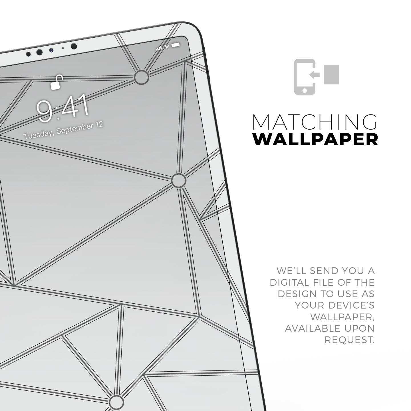 Full body skin decal for Apple iPad Pro 12.9", showcasing premium 3M materials and dual-layer construction.