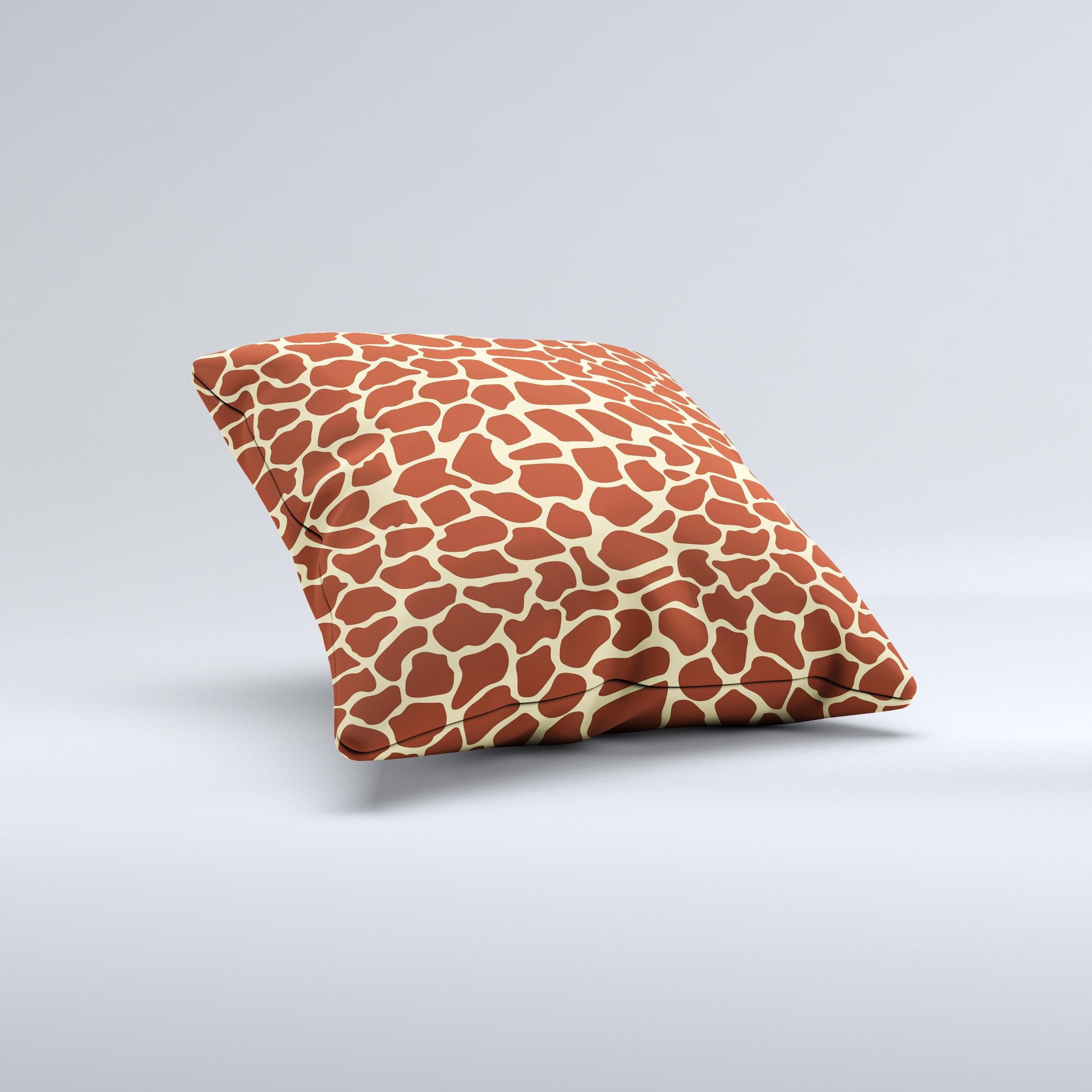 A decorative throw pillow featuring a simple vector giraffe print, handcrafted with high-quality materials, showcasing unique imperfections.