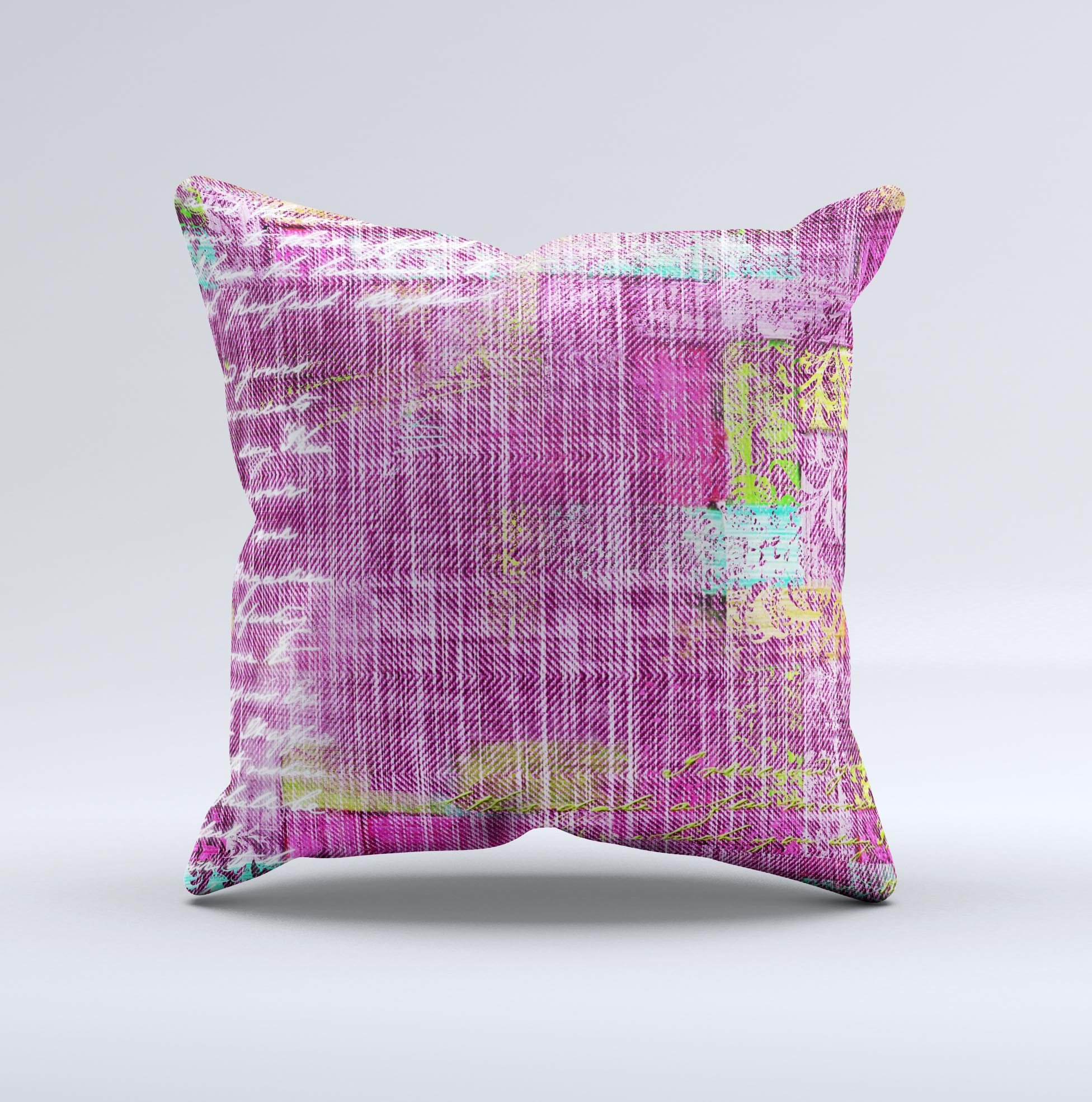 Handcrafted Sketched Pink Word Surface Ink-Fuzed Decorative Throw Pillow with unique design and high-quality fabric.