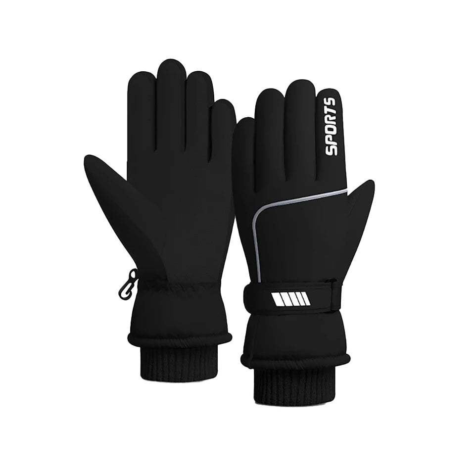 Unisex skiing gloves in various colors, showcasing thermal fleece material and windproof design, ideal for winter sports.