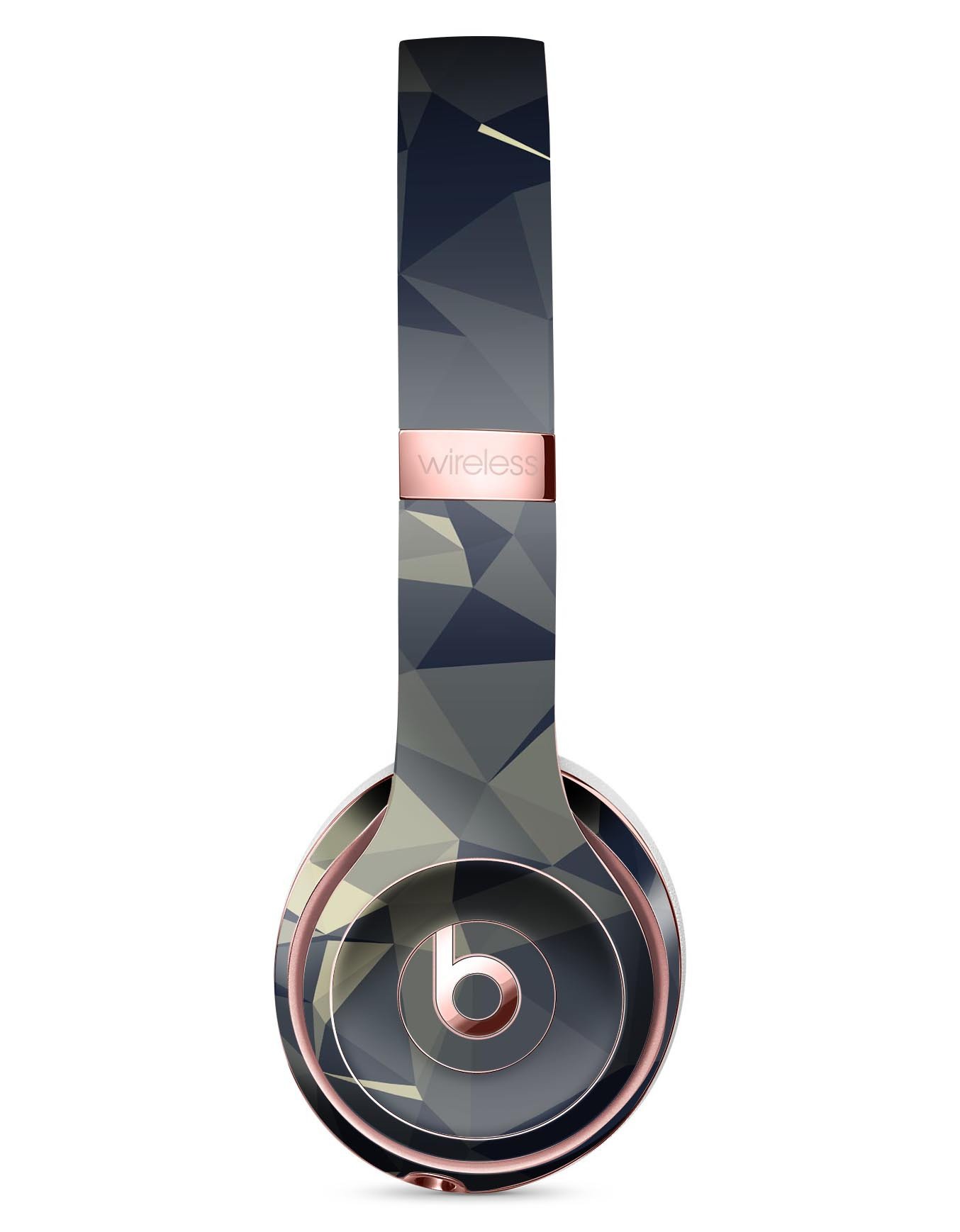 Slate Gray Geometric Triangles Full-Body Skin Kit for Beats by Dre Solo 3 Wireless Headphones, showcasing a modern geometric design.