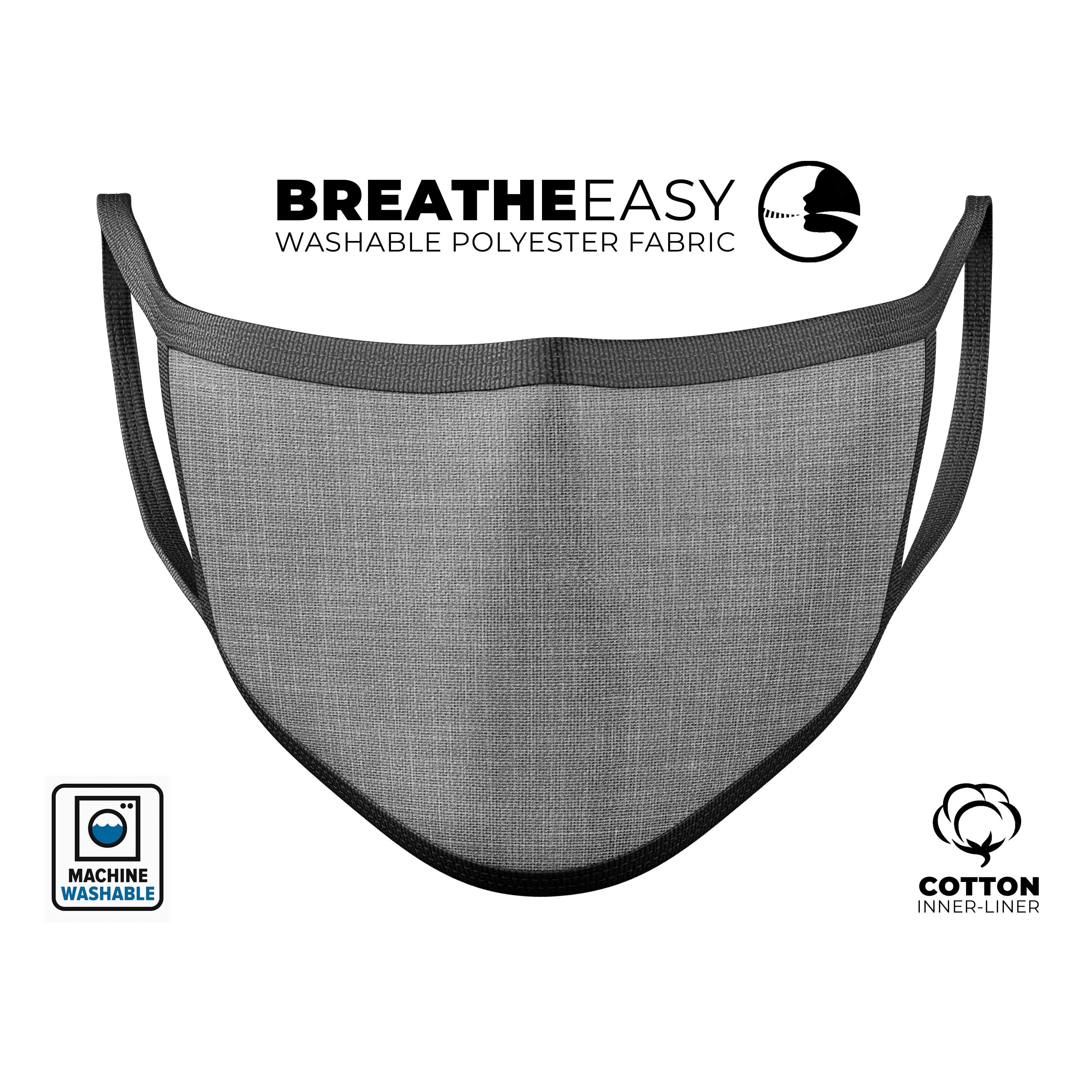 Slate Gray Scratched Fabric mouth cover, showcasing adjustable ear-loops and soft cotton interior, perfect for everyday use.