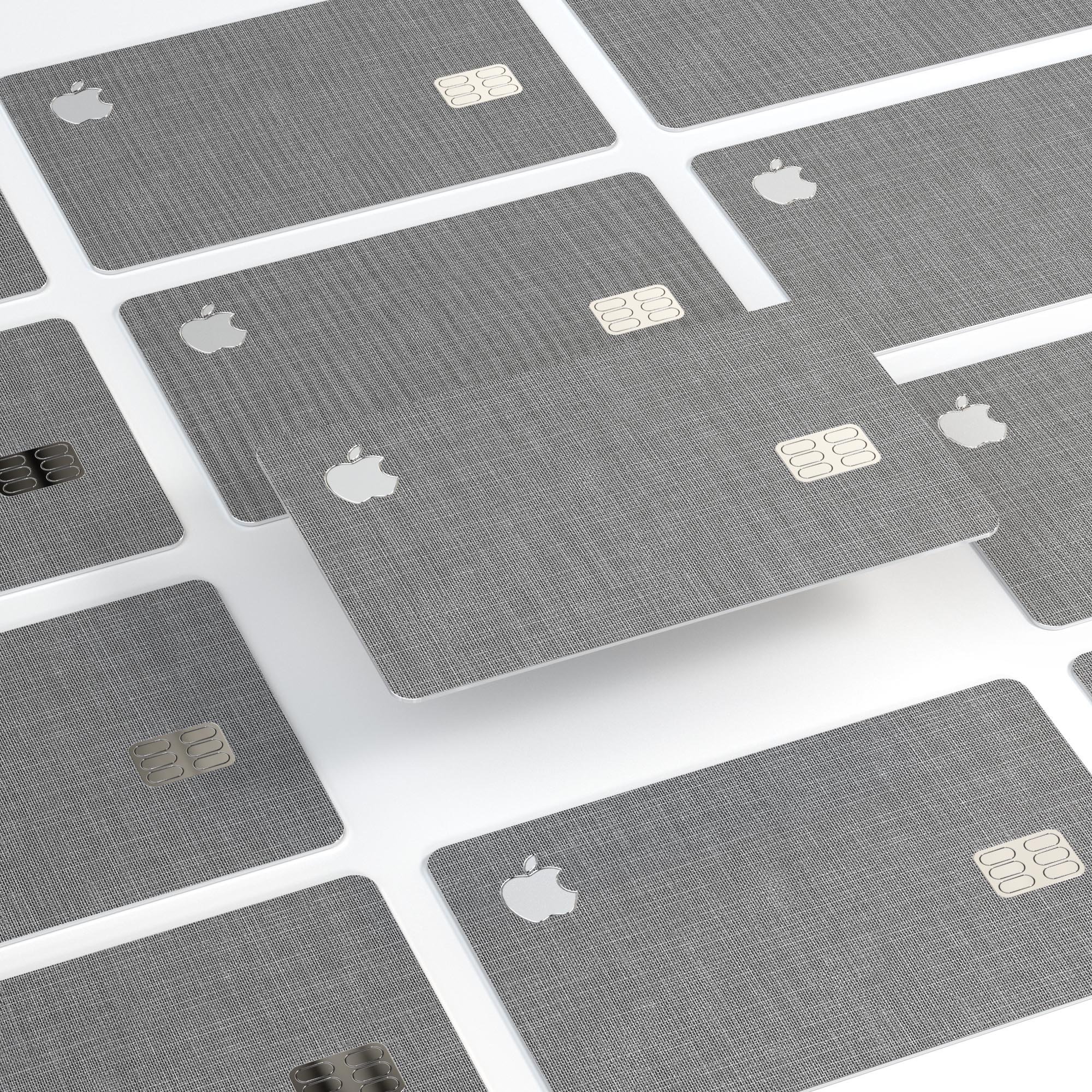 Slate Gray Scratched Fabric decal skin kit for Apple Card, showcasing its premium vinyl material and stylish design.