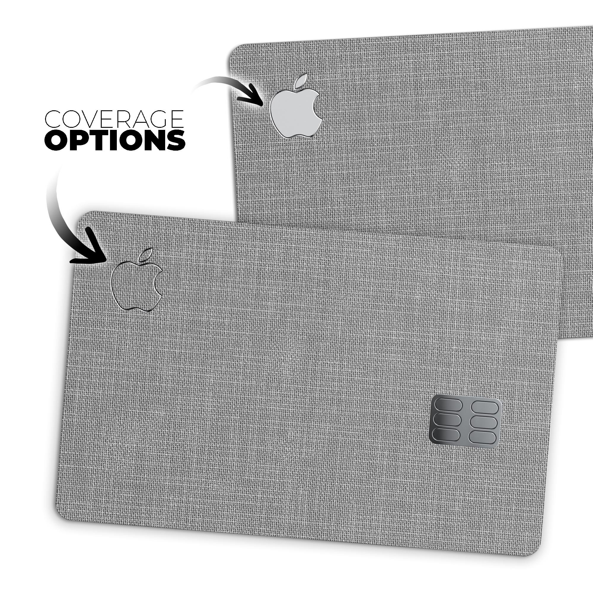 Slate Gray Scratched Fabric decal skin kit for Apple Card, showcasing its premium vinyl material and stylish design.