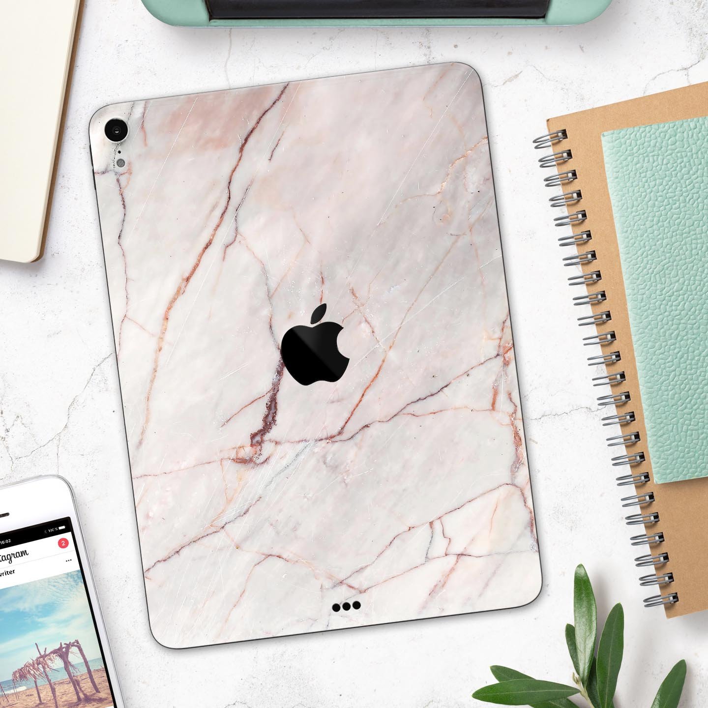 Slate Marble Surface V11 skin decal for Apple iPad Pro, showcasing a stylish marble design with a premium finish.