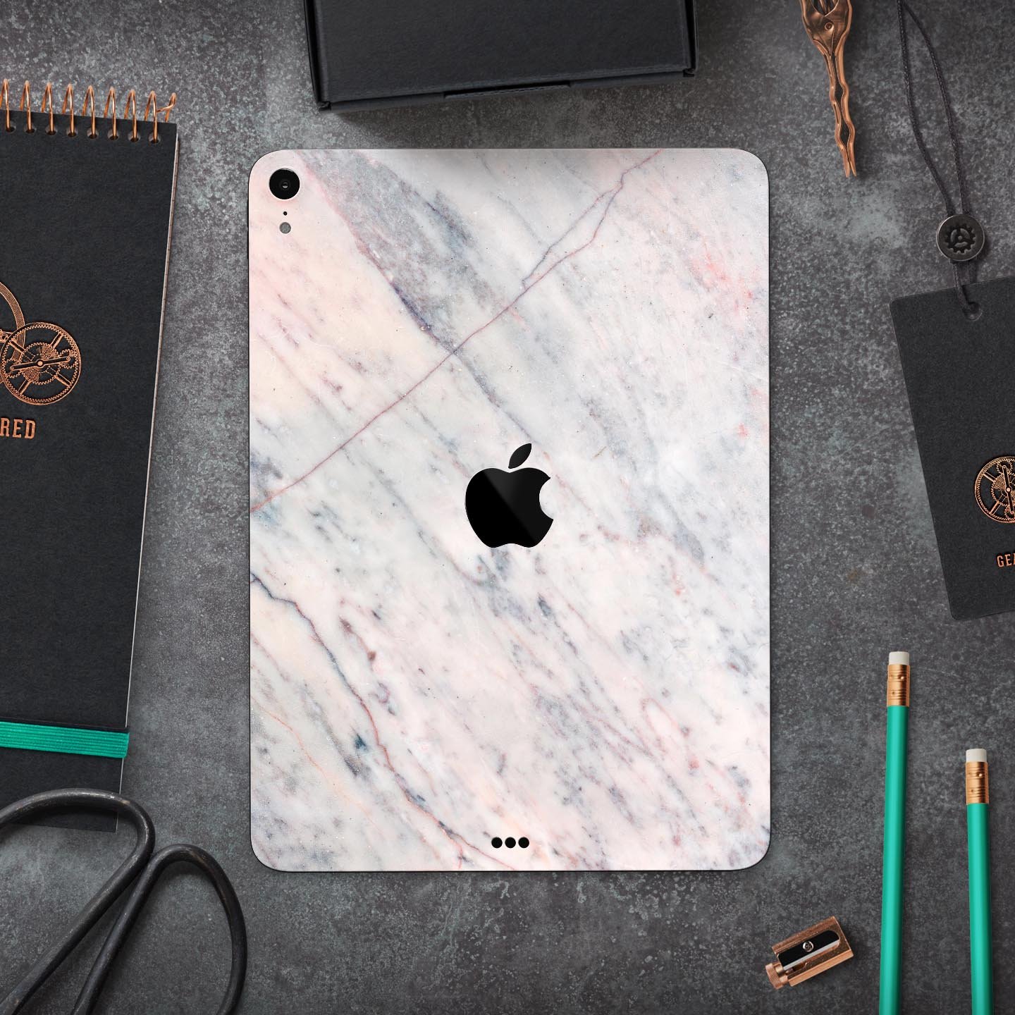 Slate Marble Surface V12 skin decal for Apple iPad Pro, showcasing its elegant marble design and premium finish.
