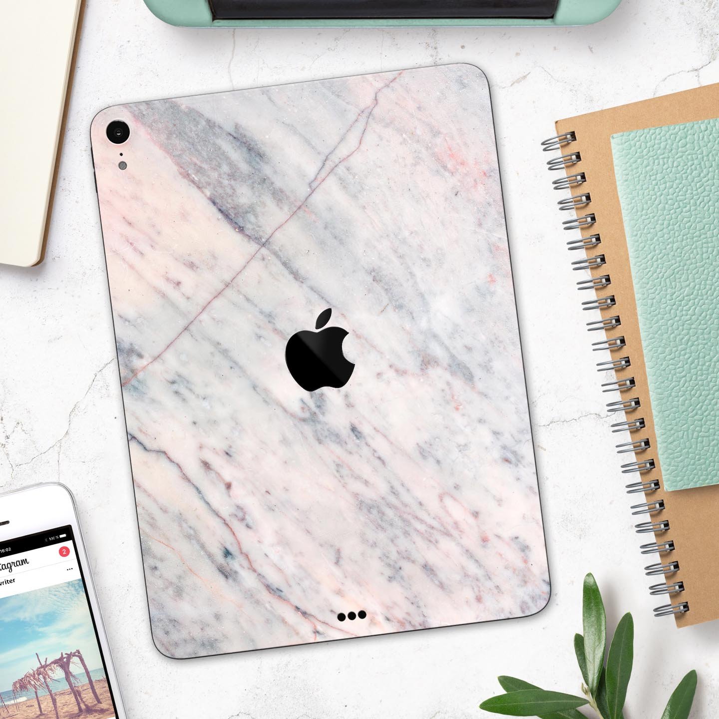 Slate Marble Surface V12 skin decal for Apple iPad Pro, showcasing its elegant marble design and premium finish.