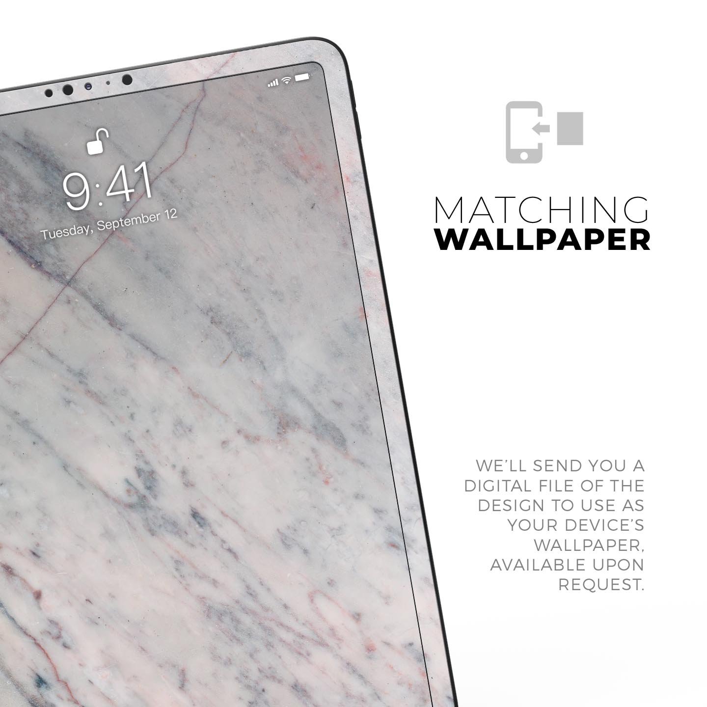 Slate Marble Surface V12 skin decal for Apple iPad Pro, showcasing its elegant marble design and premium finish.