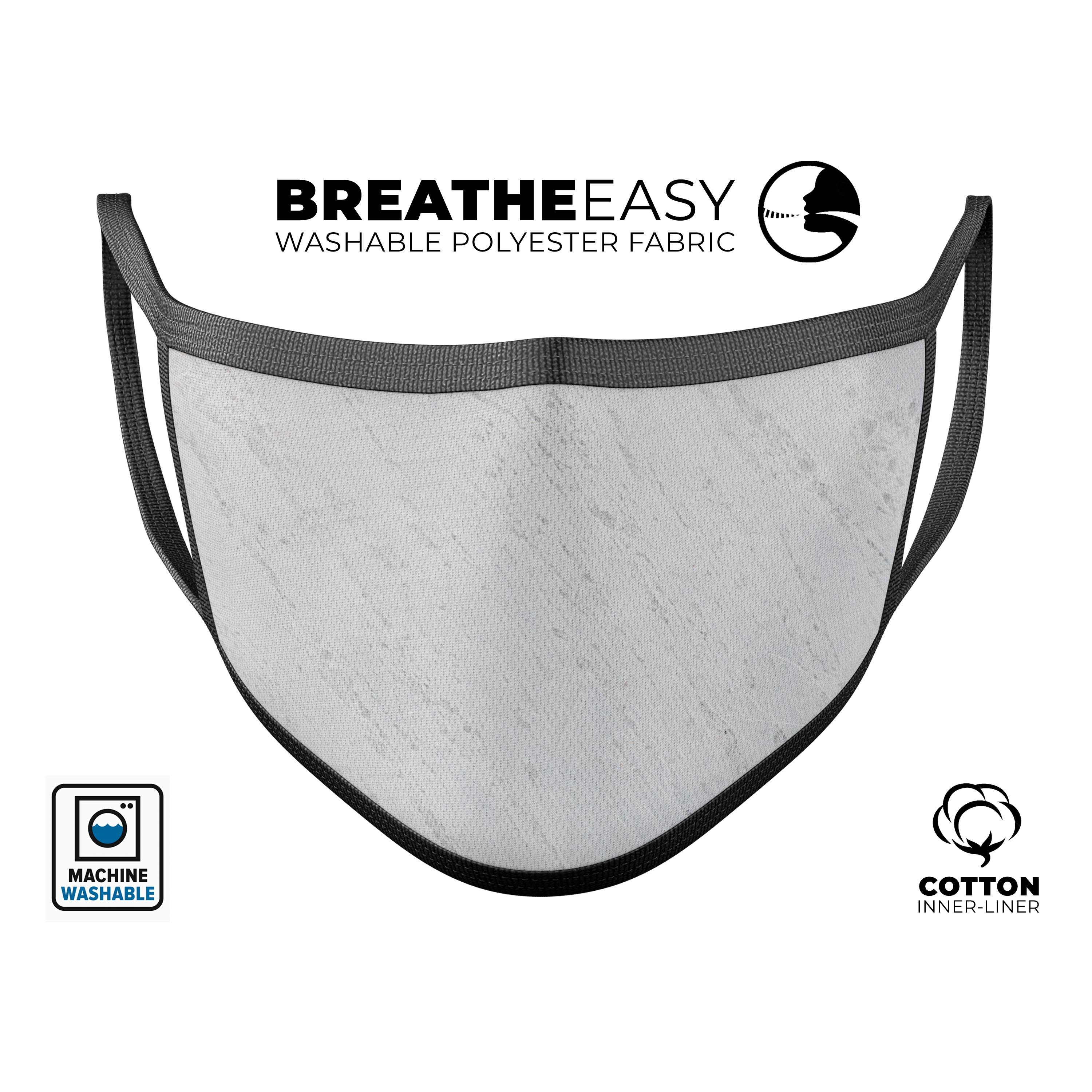 Slate Marble Surface V13 mouth cover, unisex anti-dust mask made in the USA, featuring adjustable ear-loops and a stylish design.