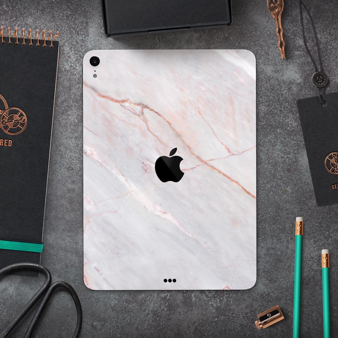 Slate Marble Surface V14 skin decal for Apple iPad Pro, showcasing a stylish marble design with a smooth finish.