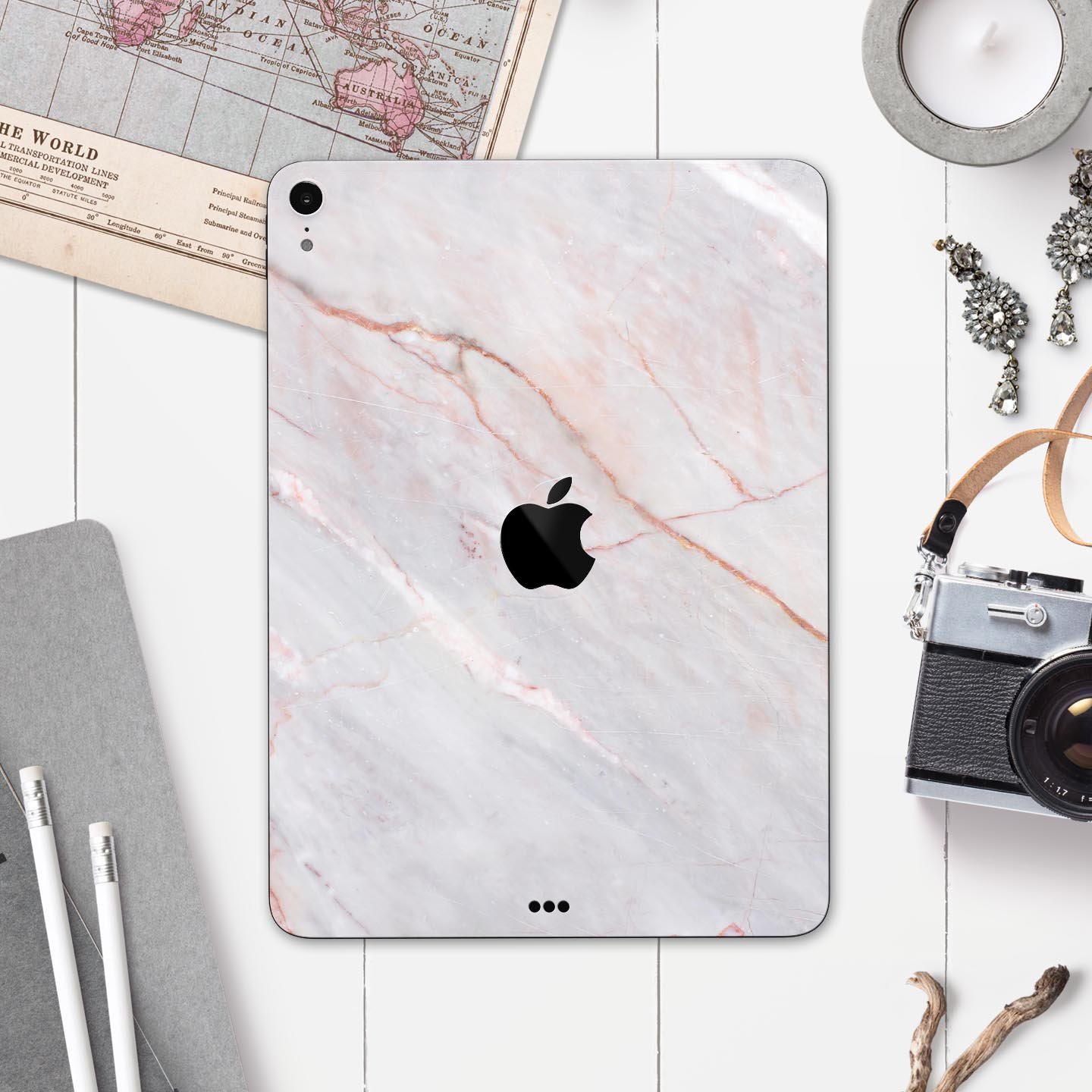 Slate Marble Surface V14 skin decal for Apple iPad Pro, showcasing a stylish marble design with a smooth finish.
