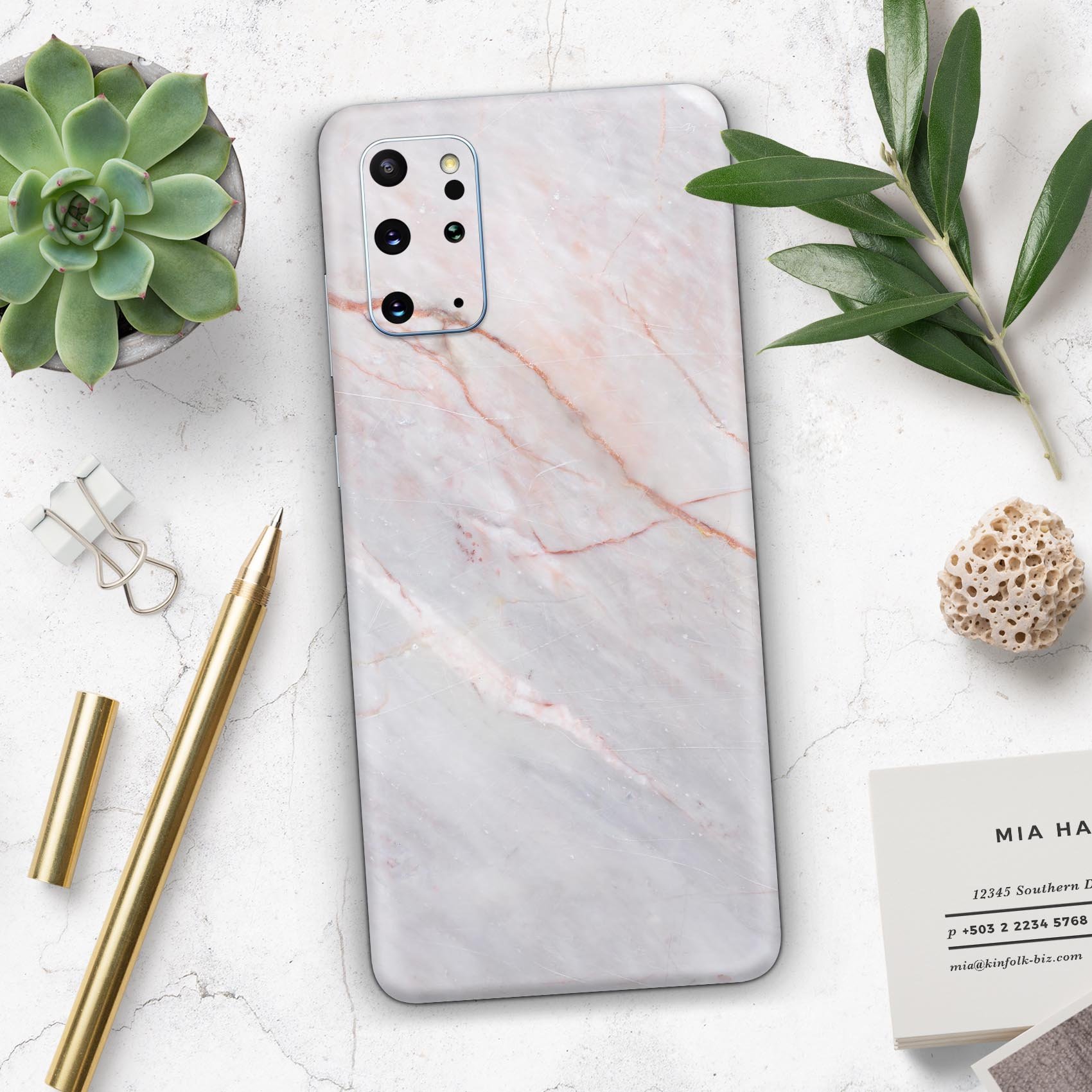 Slate Marble Surface V14 Skin-Kit for Samsung Galaxy S-Series, showcasing a stylish marble design on a sleek device.