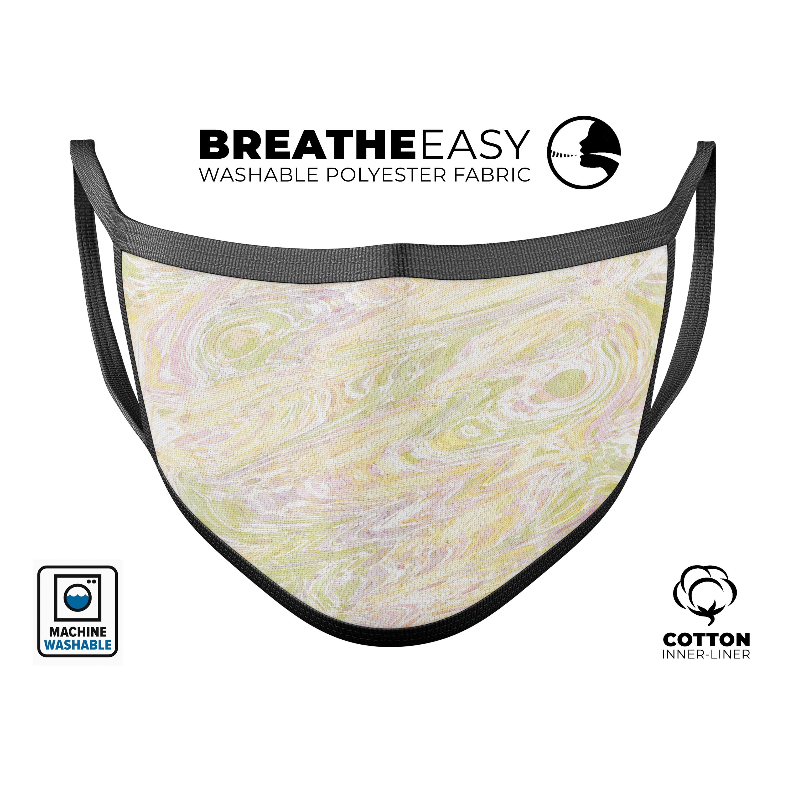 Slate Marble Surface V20 mouth cover, a stylish unisex anti-dust mask made in the USA, featuring adjustable ear loops and a comfortable cotton interior.