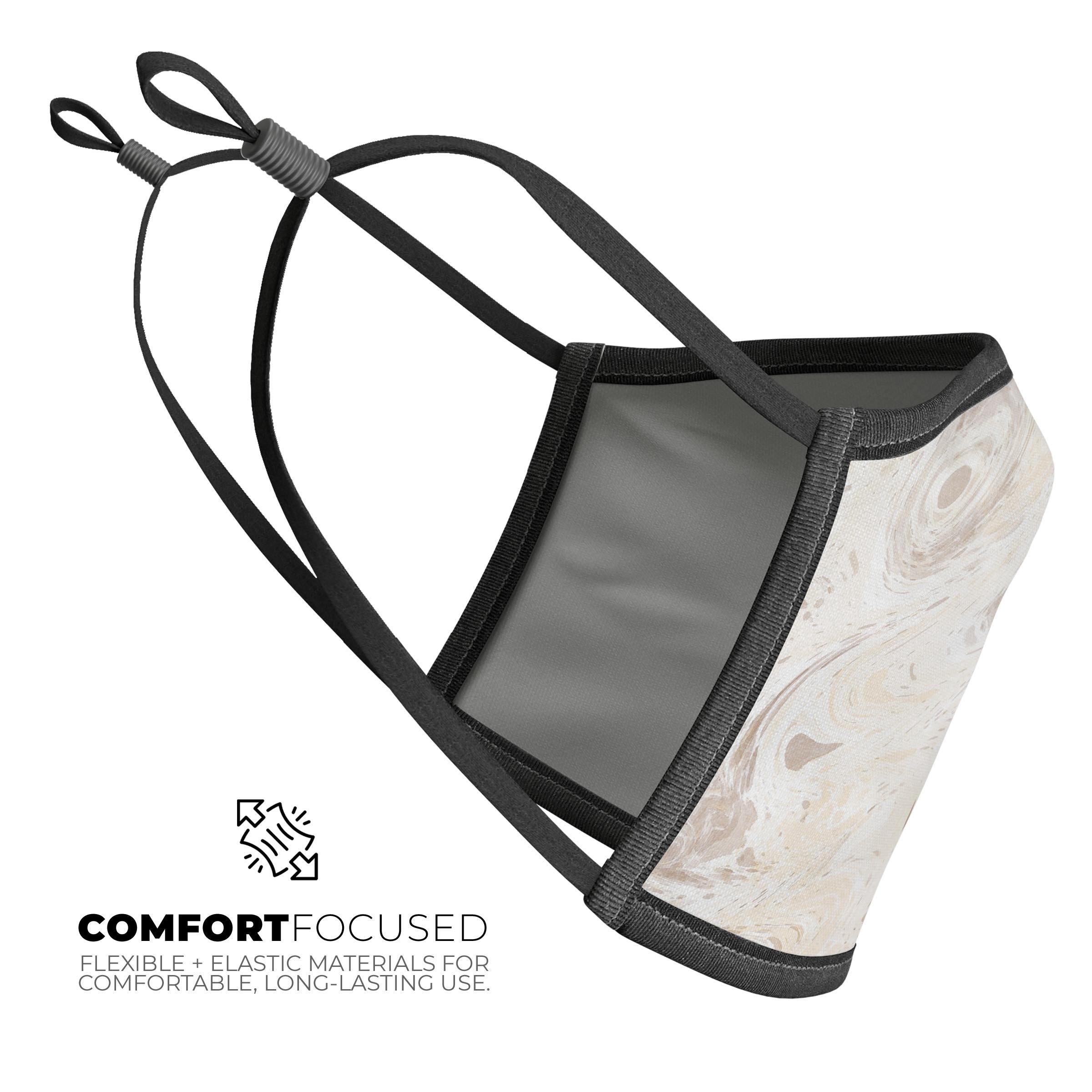 Slate Marble Surface V33 mouth cover, unisex anti-dust mask made in the USA, featuring a stylish design and adjustable ear loops.