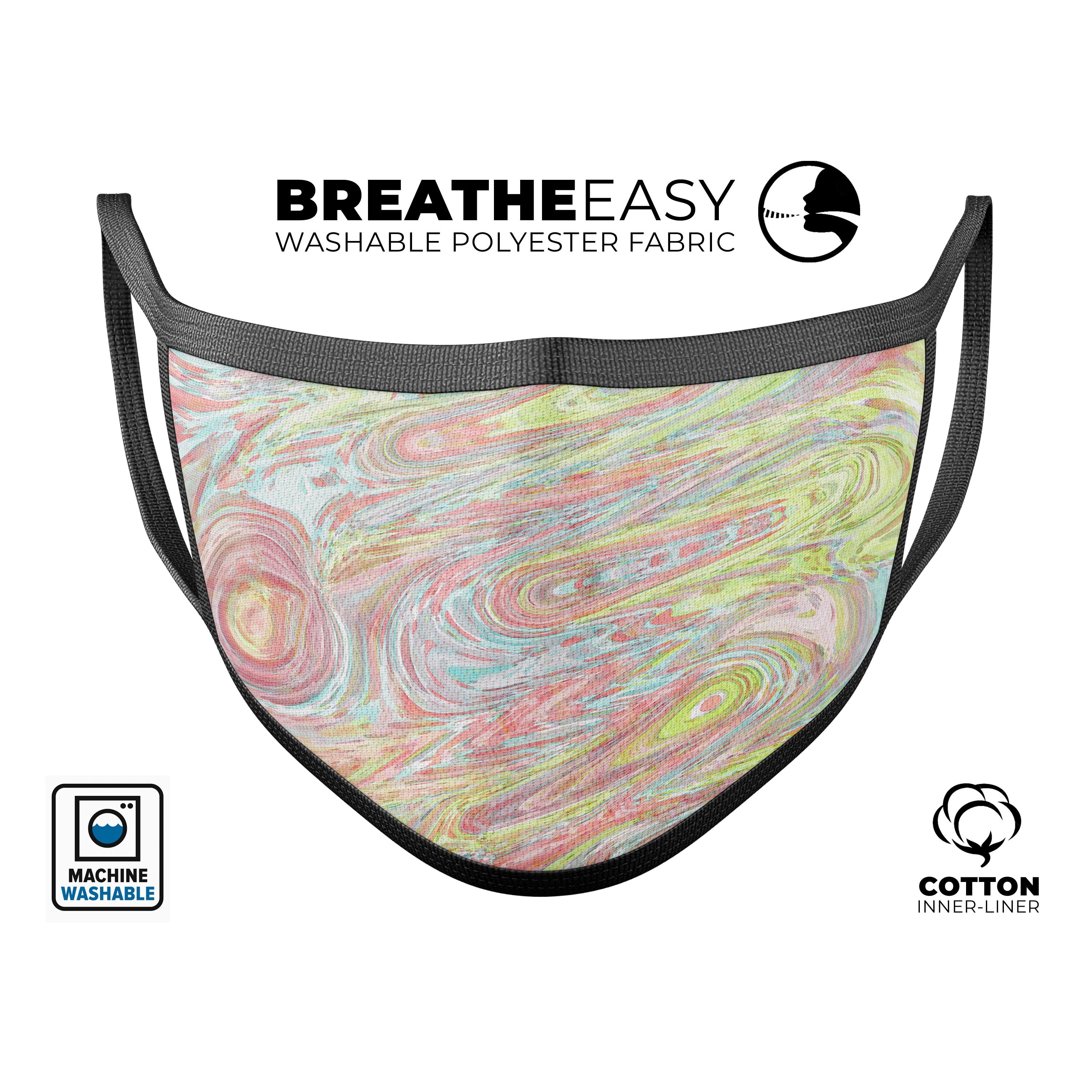 Slate Marble Surface V36 mouth cover, a stylish and comfortable anti-dust mask made in the USA, featuring adjustable ear-loops and a breathable cotton interior.