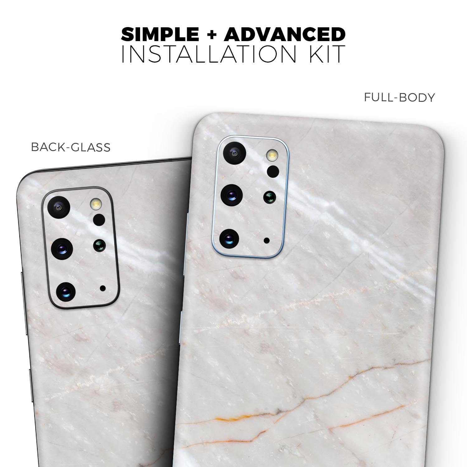 Slate Marble Surface V8 Skin-Kit for Samsung Galaxy S-Series, showcasing a stylish marble design on a smartphone.
