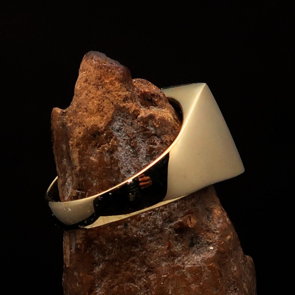 A stylish Slovakian Flag Ring made of solid brass with an enamel inlay, designed for men to wear on the pinky finger.