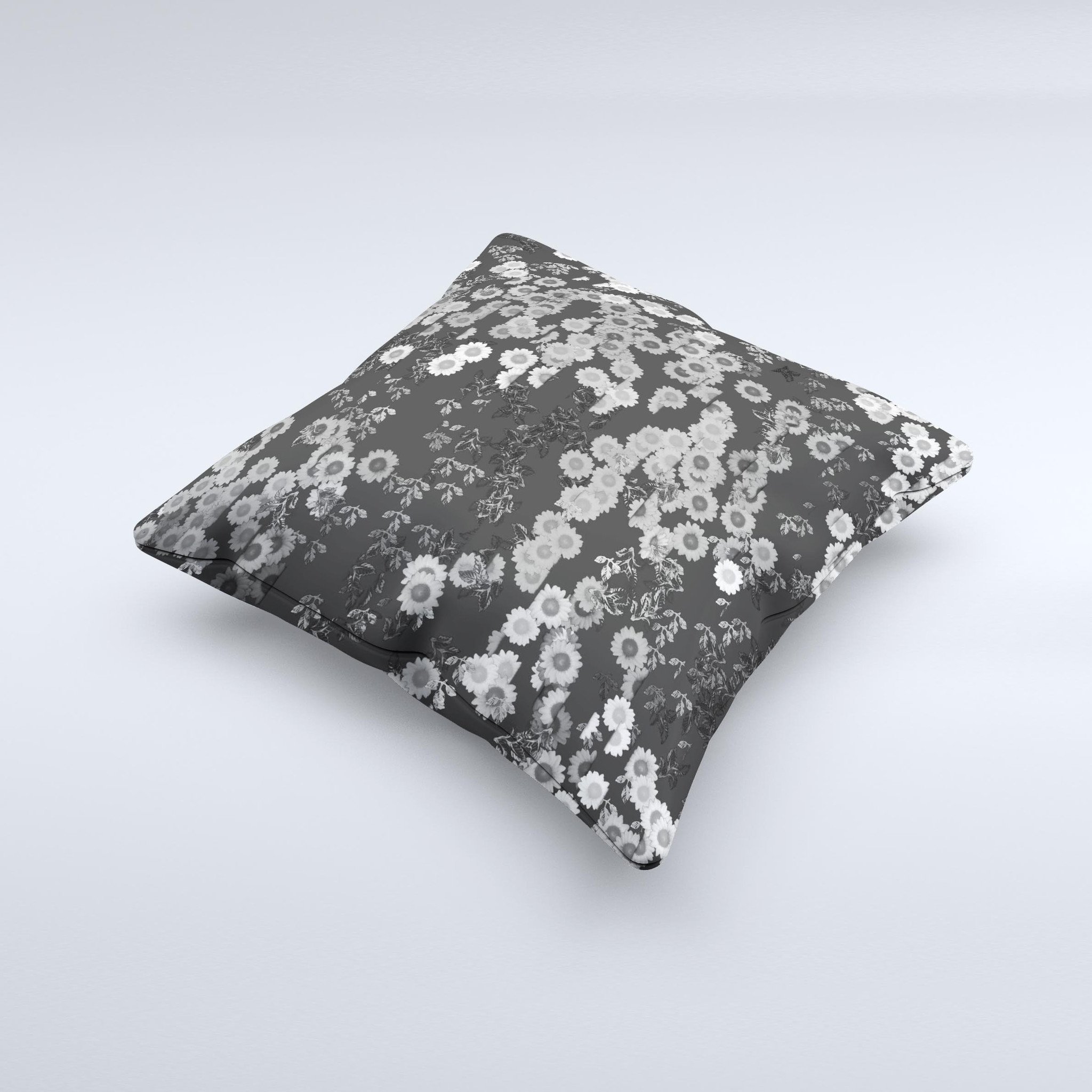 Small decorative throw pillow featuring black and white flower sprouts design, handcrafted in Virginia with high-quality materials.