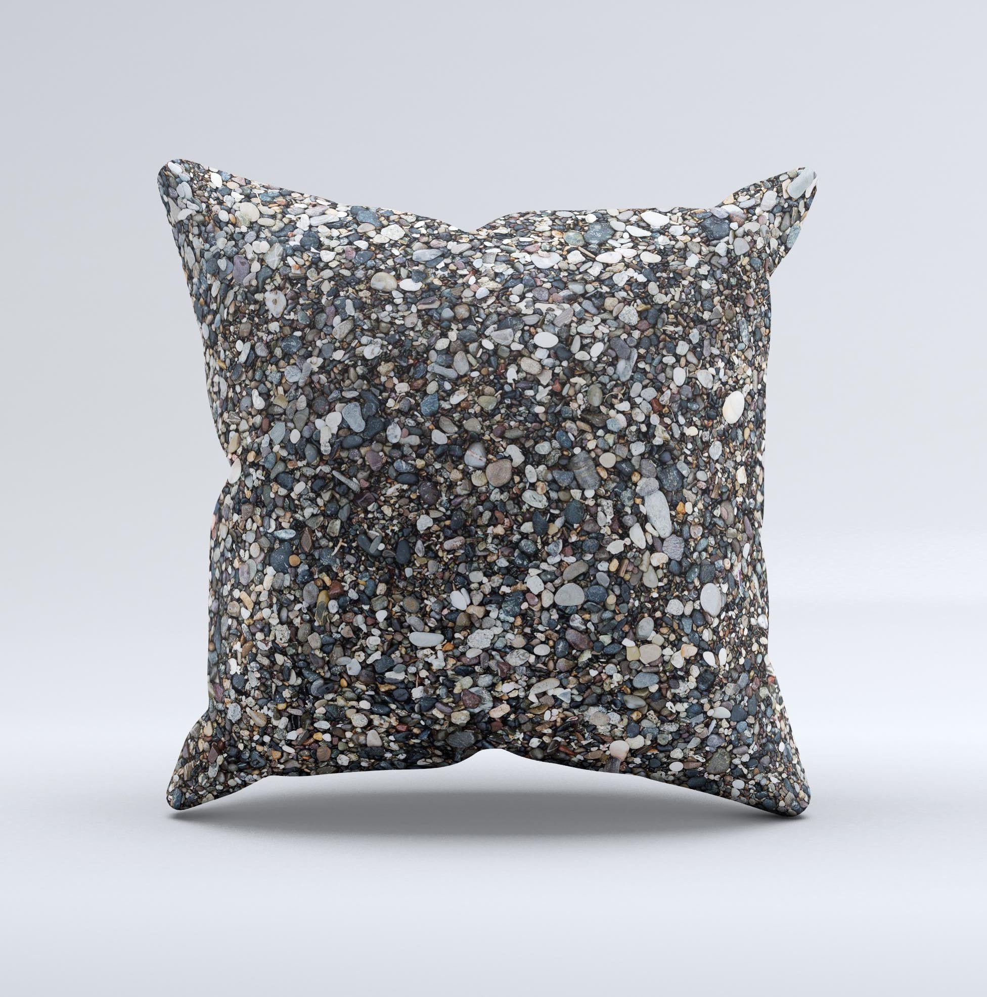 Small Dark Pebbles ink-Fuzed Decorative Throw Pillow with unique handcrafted design and high-quality fabric.