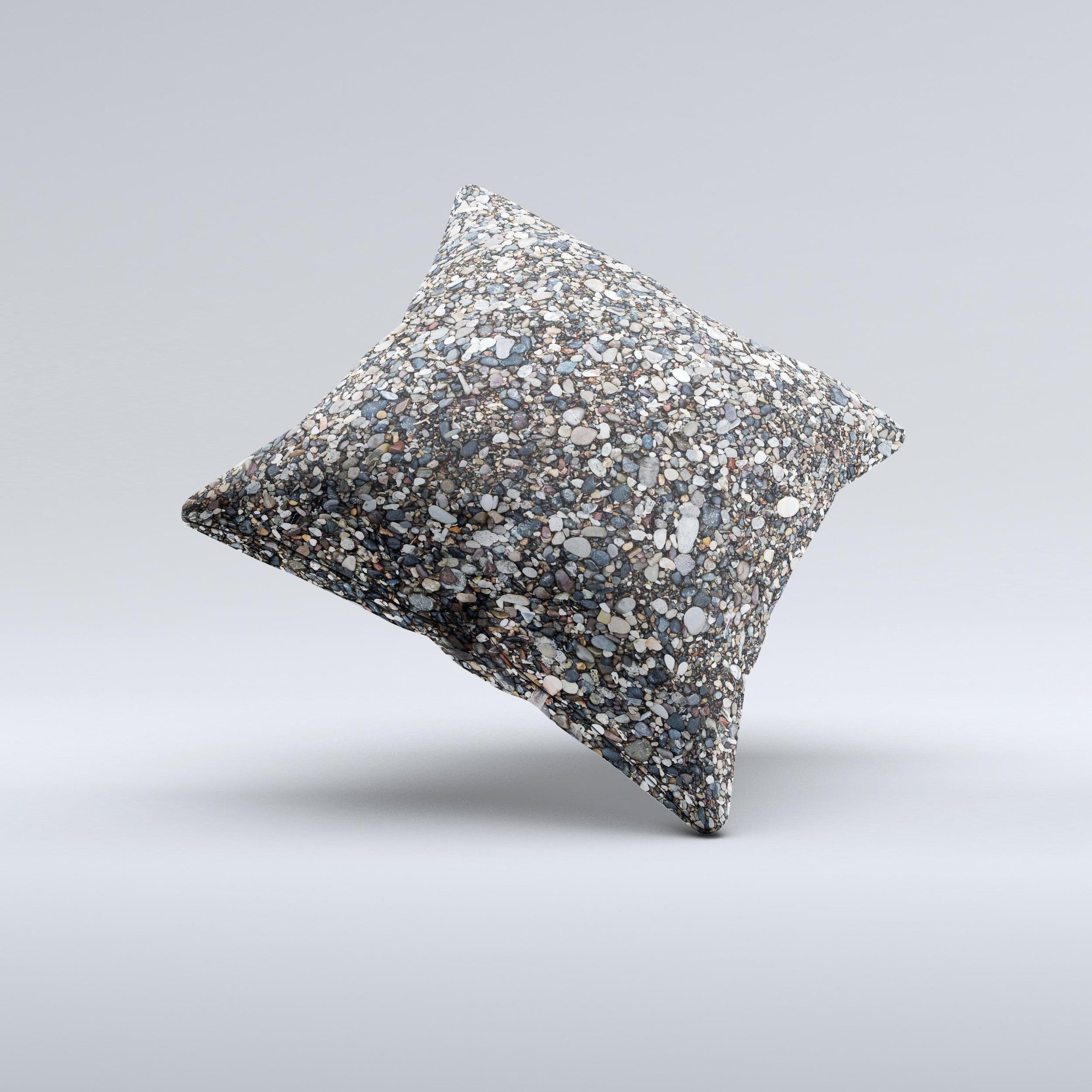 Small Dark Pebbles ink-Fuzed Decorative Throw Pillow with unique handcrafted design and high-quality fabric.