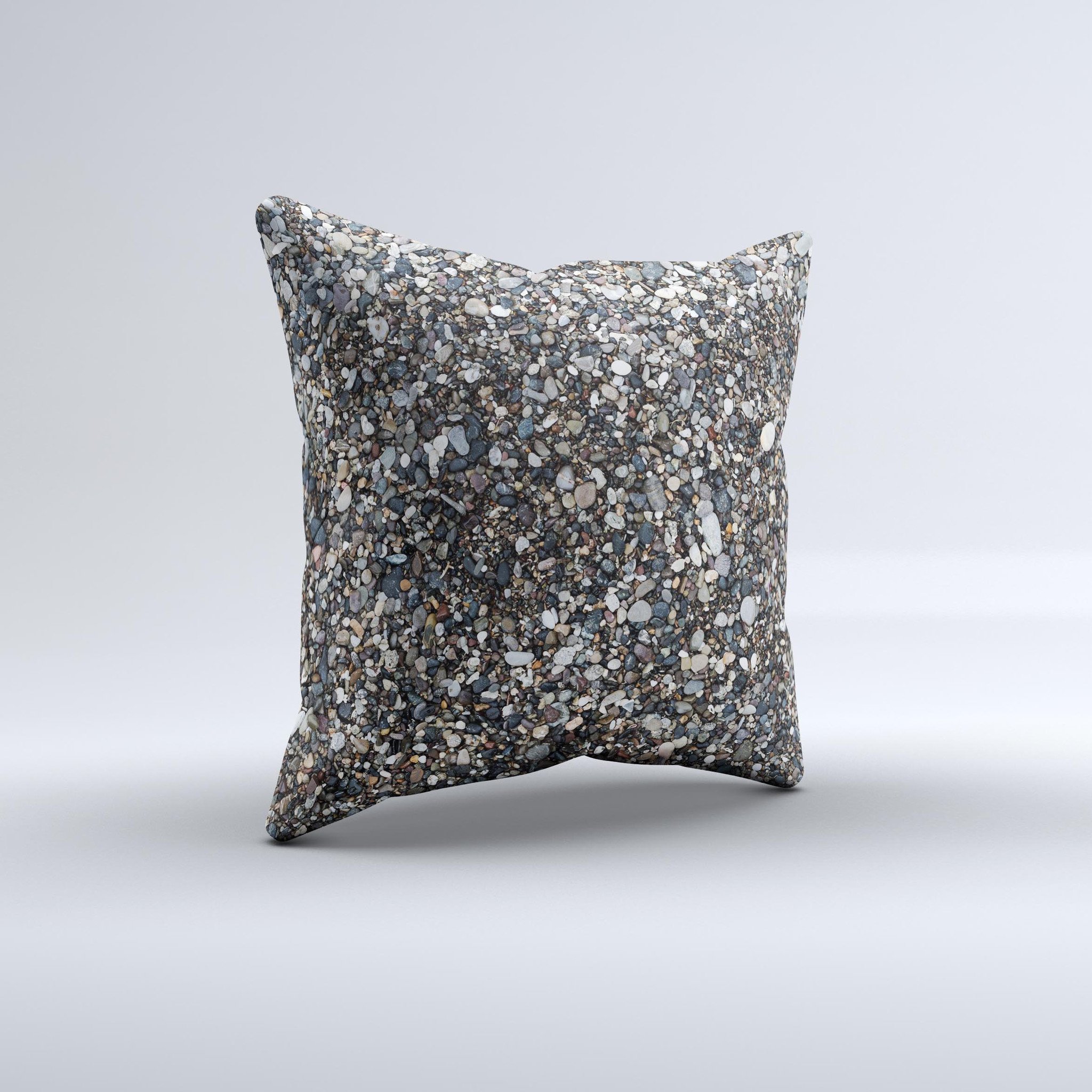 Small Dark Pebbles ink-Fuzed Decorative Throw Pillow with unique handcrafted design and high-quality fabric.