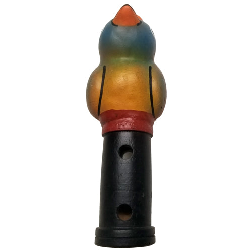 Handmade Small Wood and Clay Bird Flute featuring Toucan, Parrot, and Generic Bird designs, showcasing Peruvian craftsmanship.